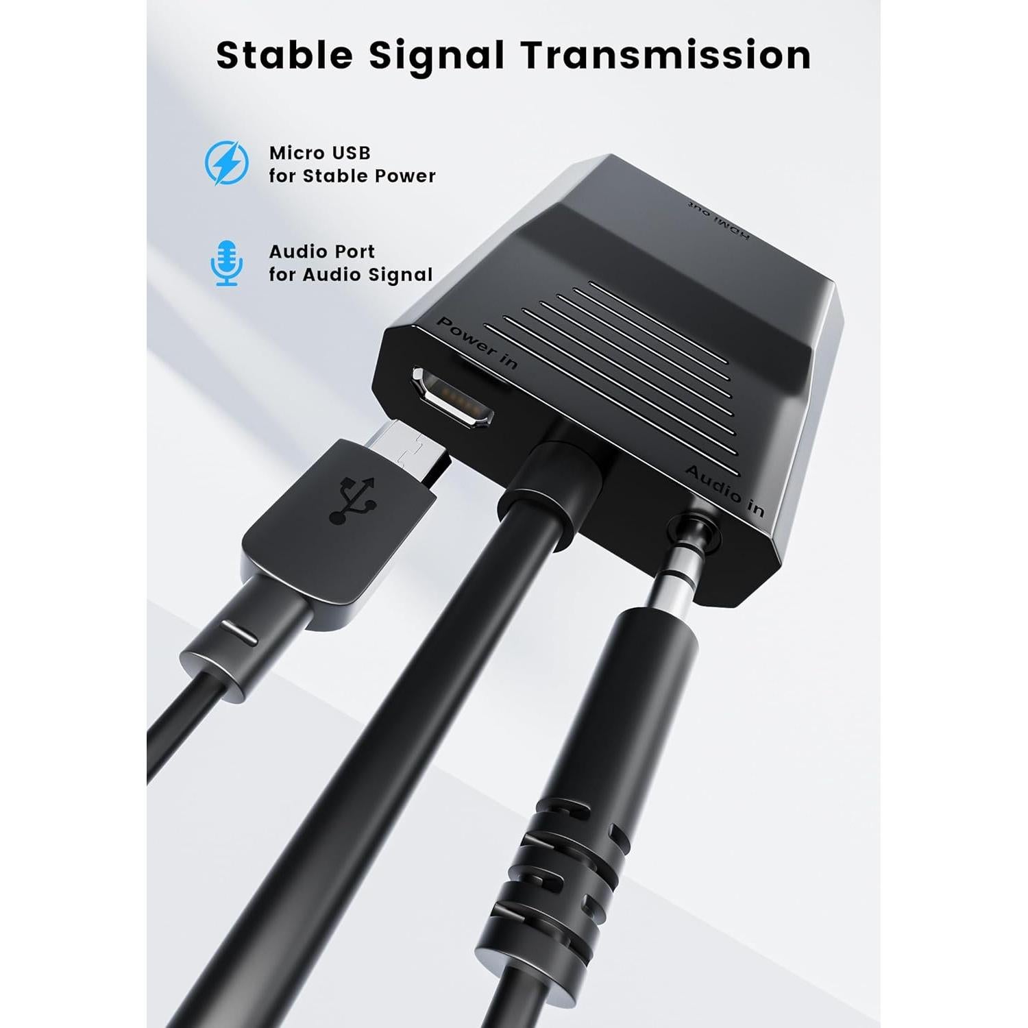 Adaptador FOINNEX VGA a HDMI 0.1M 1080P con Audio