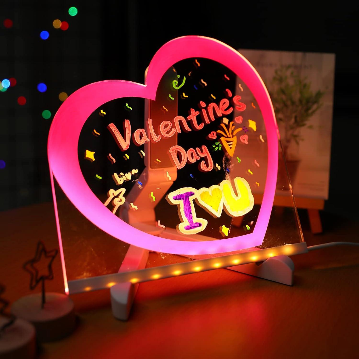 Tablero de Borrado en Seco ENUOLI con Lámpara LED Corazón Rosa 20cm