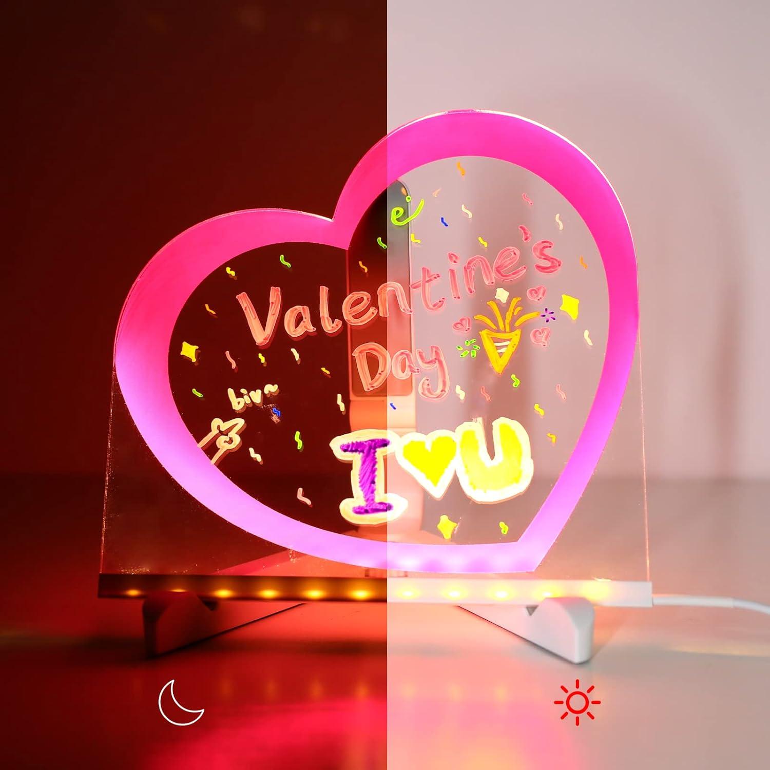 Tablero de Borrado en Seco ENUOLI con Lámpara LED Corazón Rosa 20cm