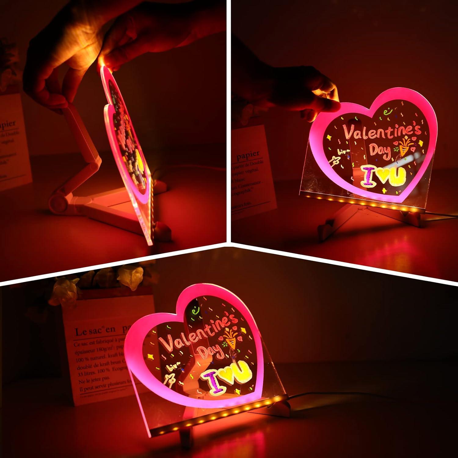 Tablero de Borrado en Seco ENUOLI con Lámpara LED Corazón Rosa 20cm