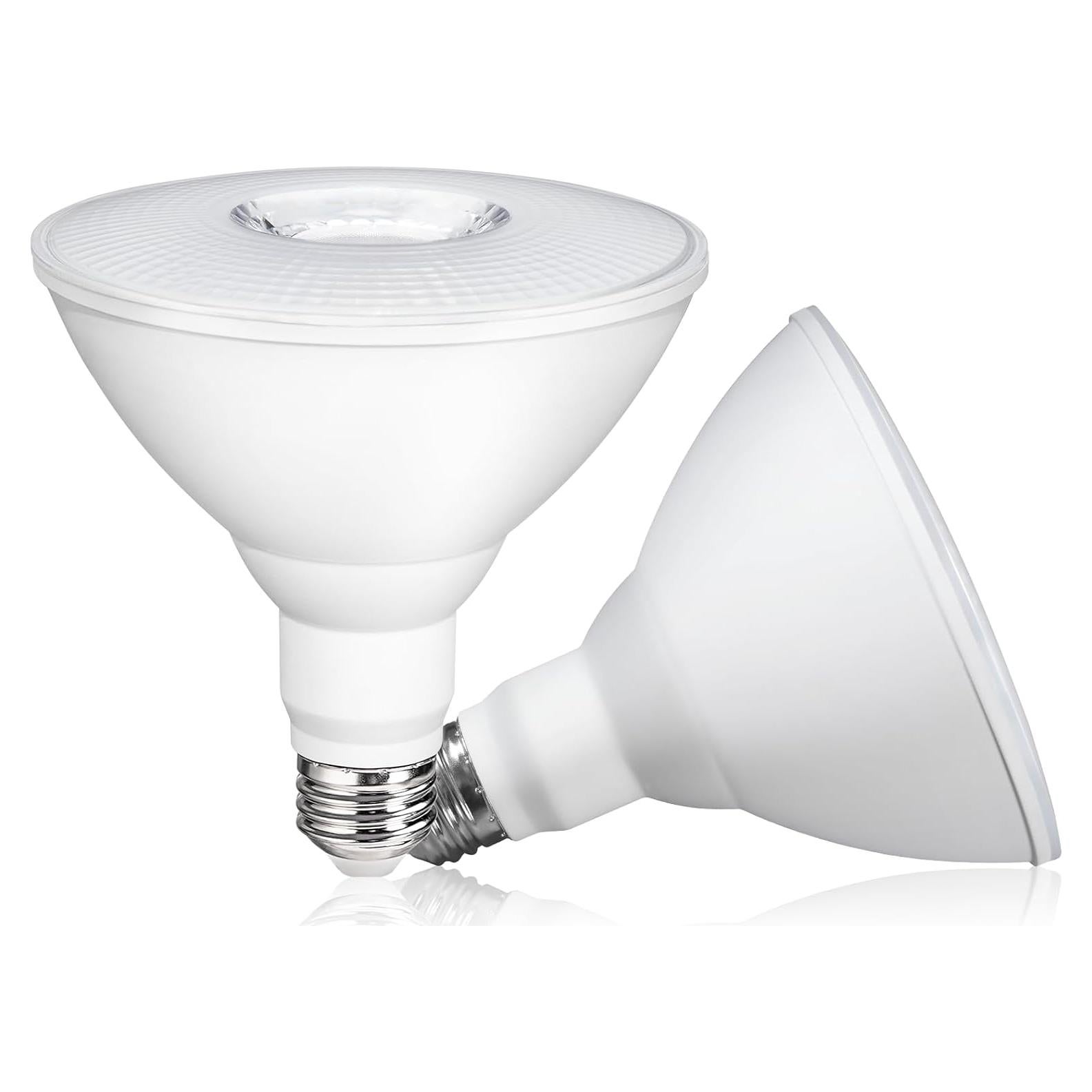 Paquete de 2 Bombillas LED PAR38 18W Regulables IP65 Luz Cálida