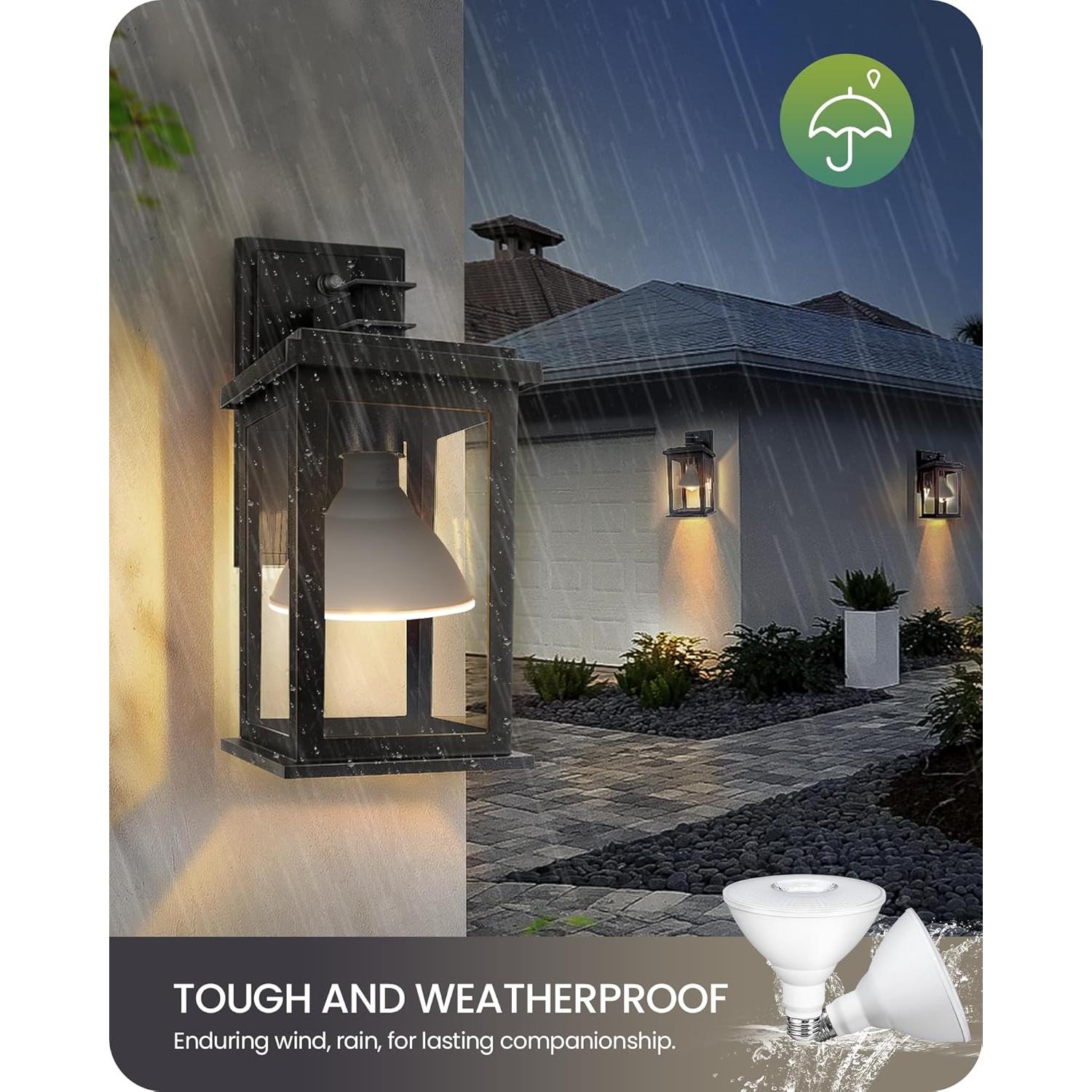 Paquete de 2 Bombillas LED PAR38 18W Regulables IP65 Luz Cálida