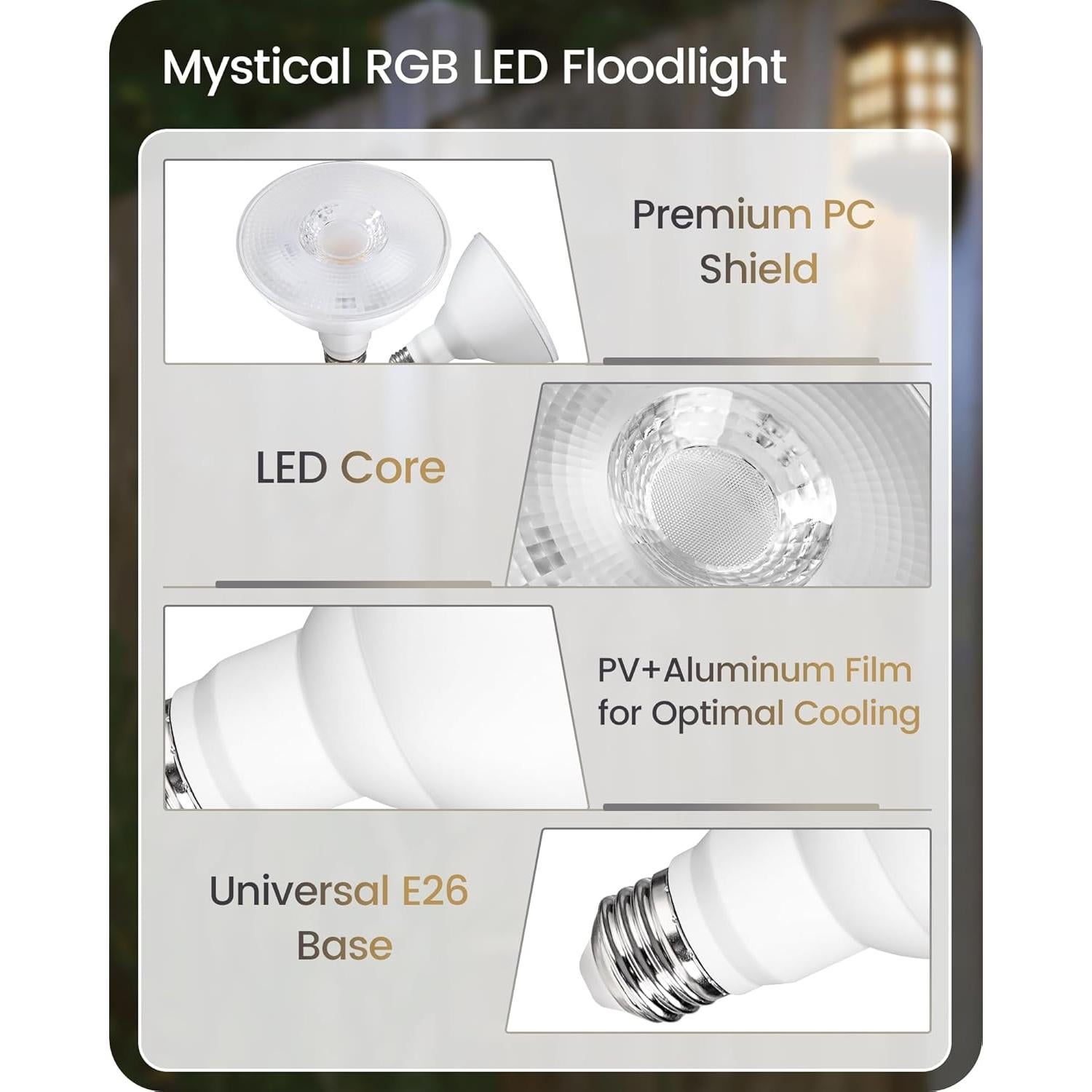 Paquete de 2 Bombillas LED PAR38 18W Regulables IP65 Luz Cálida