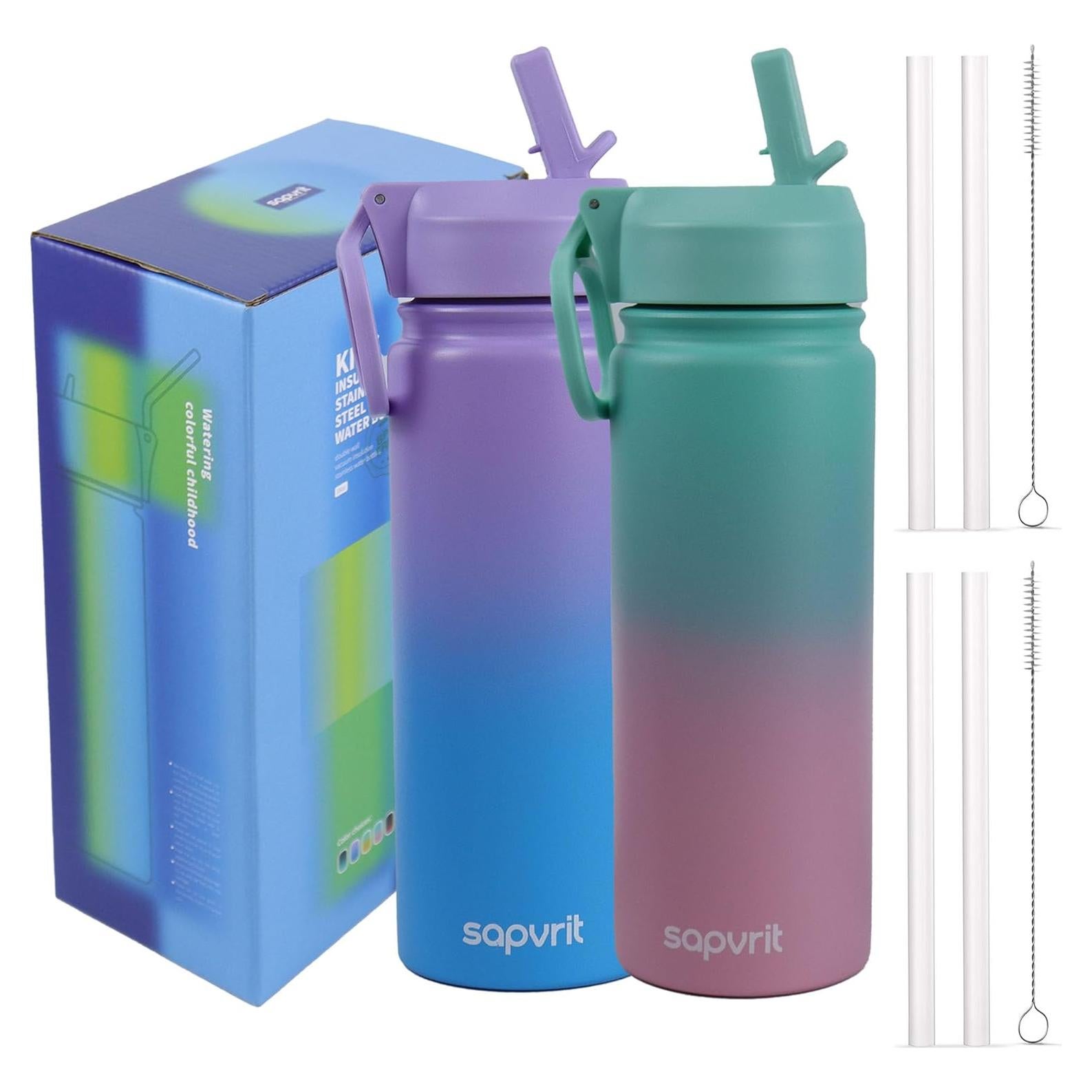 Botella de Agua Aislada SAPVRIT 16 oz Doble Pared 2 Pcs