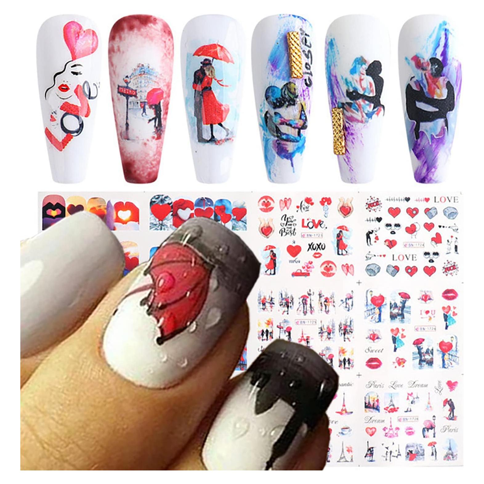 Calcomanías de Uñas TBRZTR 12 Hojas San Valentín Holográfico