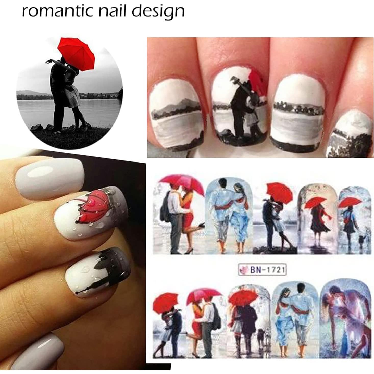 Calcomanías de Uñas TBRZTR 12 Hojas San Valentín Holográfico