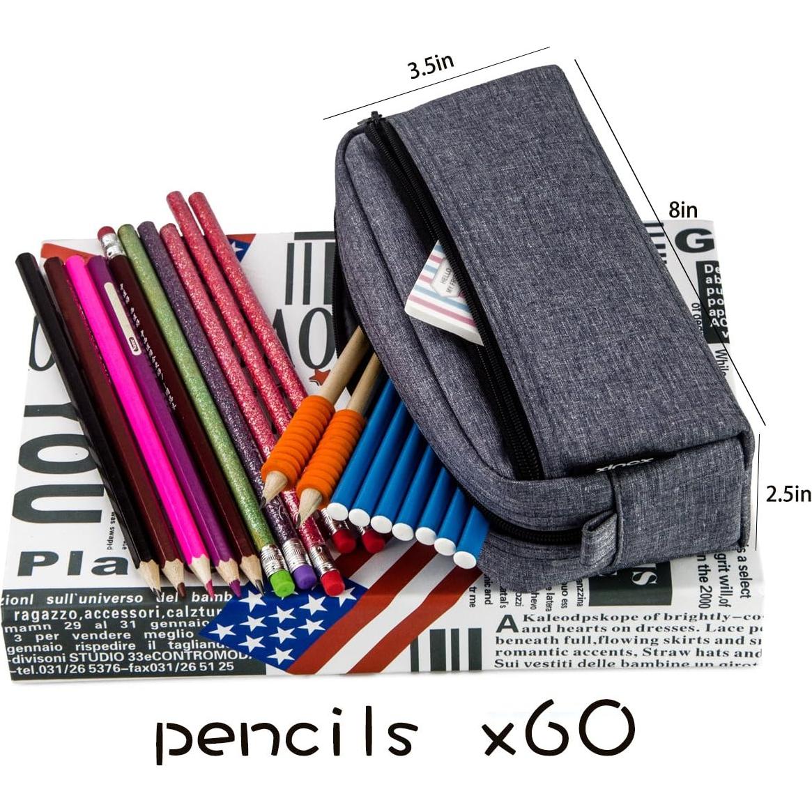 Estuche de Lápices xincx Gris Oscuro Gran Capacidad 20x6.3 cm