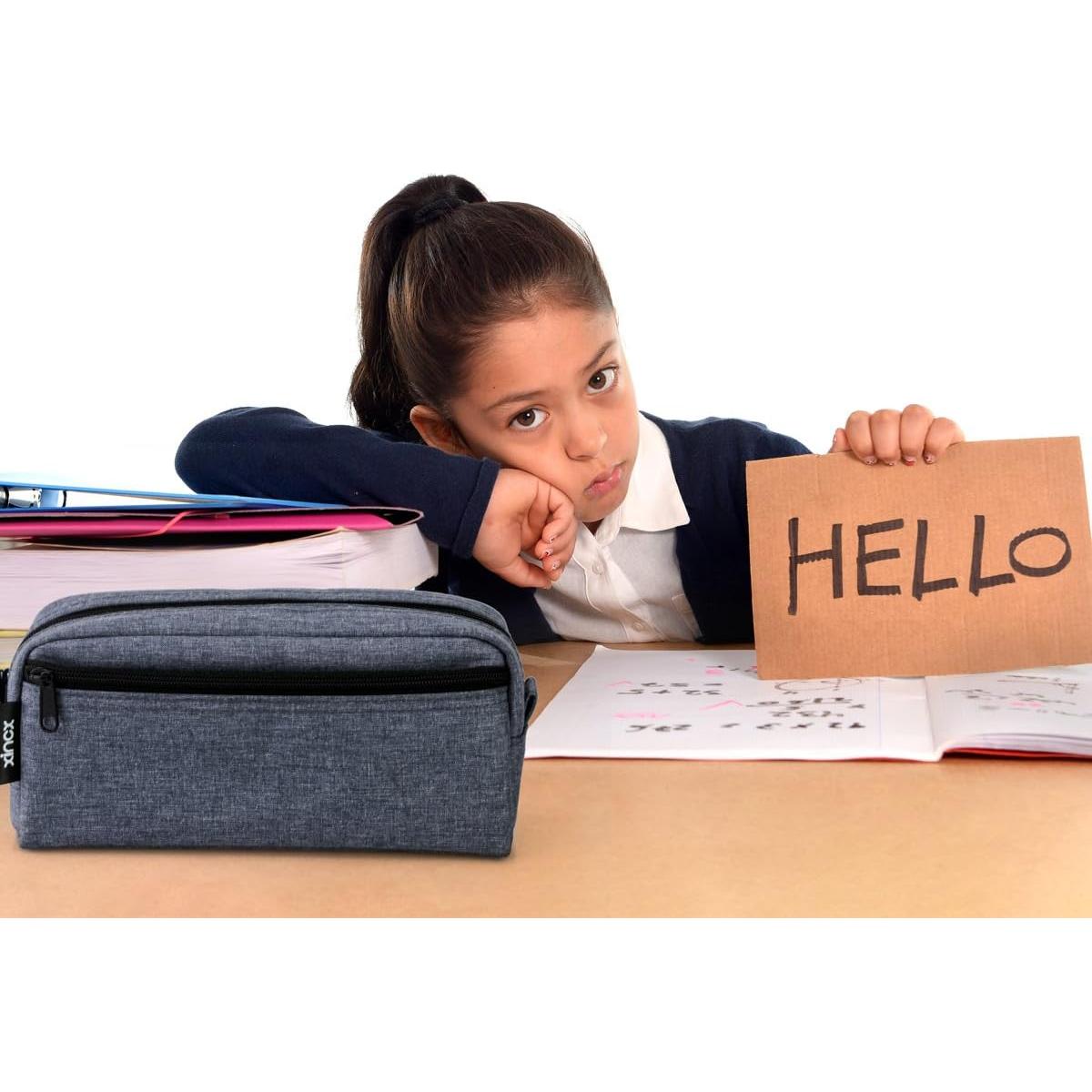 Estuche de Lápices xincx Gris Oscuro Gran Capacidad 20x6.3 cm