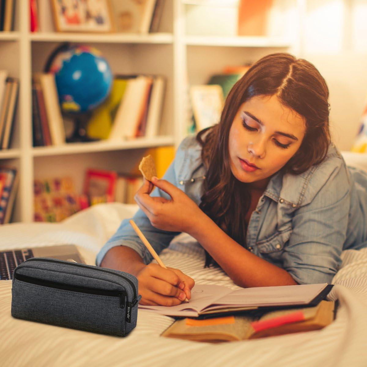 Estuche de Lápices xincx Gris Oscuro Gran Capacidad 20x6.3 cm