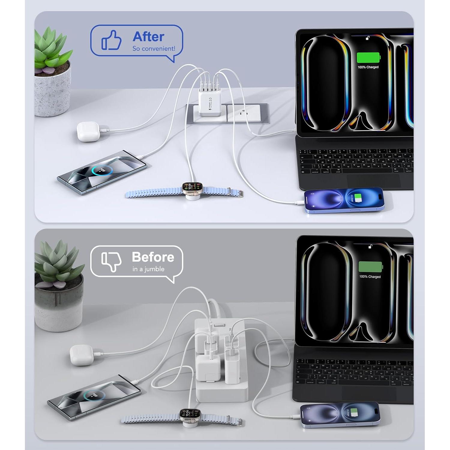 Cargador de Pared USB C 50W 5 Puertos CSODINCE 2-Pack