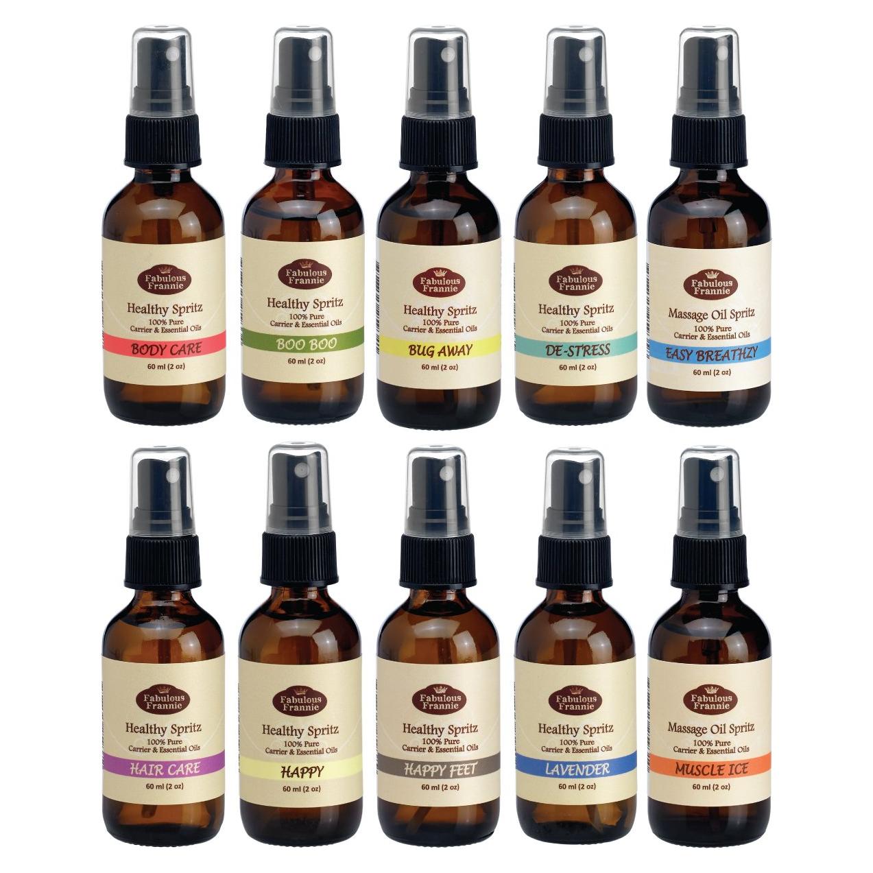 Set de 10 Sprays de Masaje Fabuloso Frannie 59ml Aceites Naturales