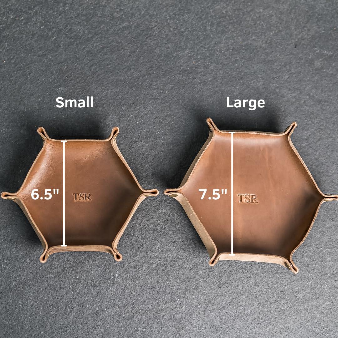 Bandeja de cuero personalizada Ox & Pine, 16.5 cm, hexágono, negro