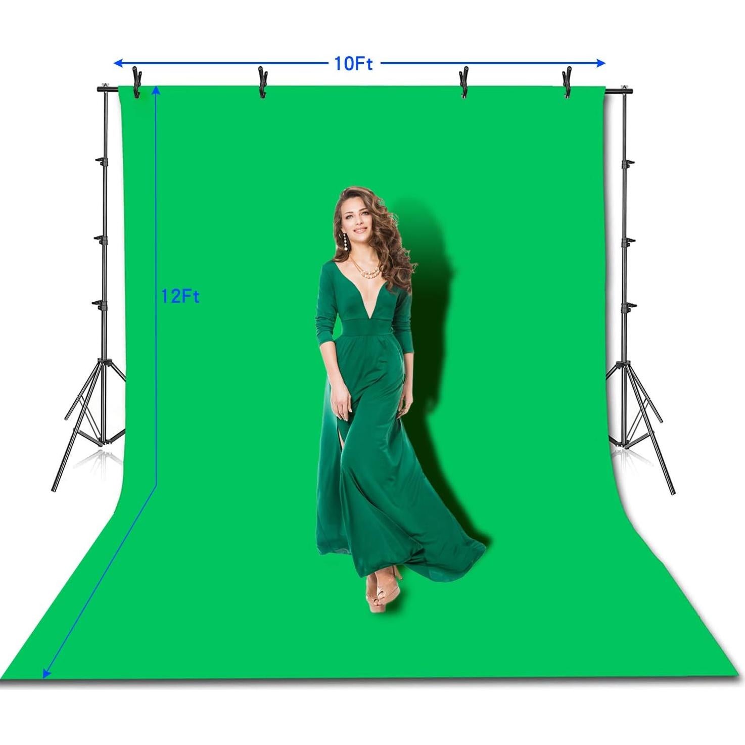 Kit Estudio Fotográfico HYJ 100% Algodón Verde 3x2.4m