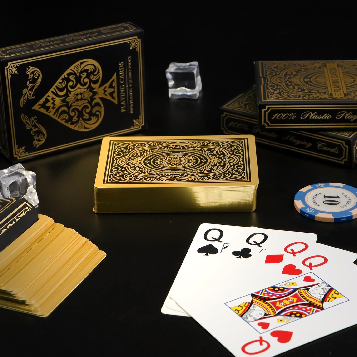 Barajas de Jugar Etyishe Premium Impermeables 4 Piezas Oro