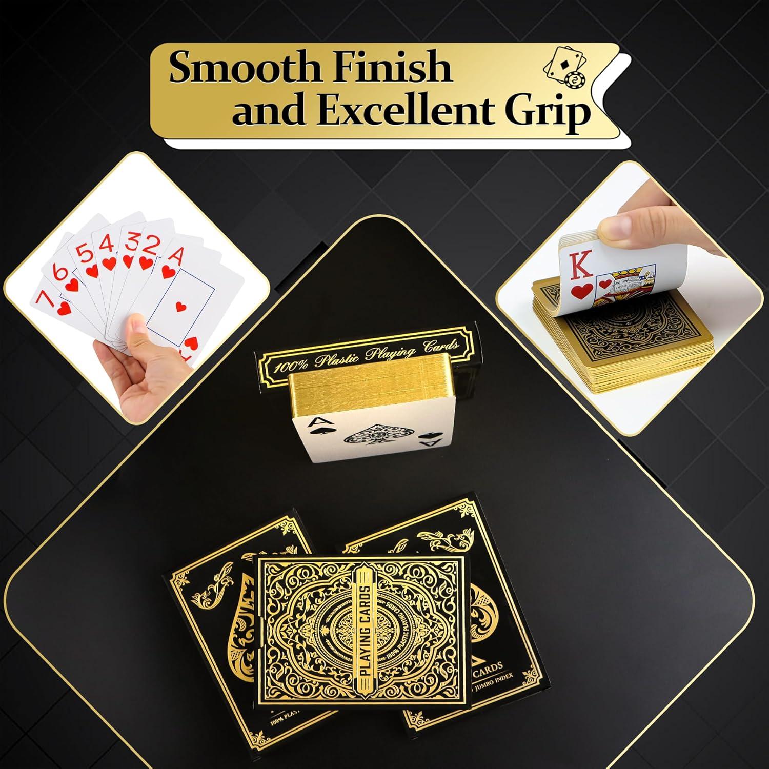 Barajas de Jugar Etyishe Premium Impermeables 4 Piezas Oro