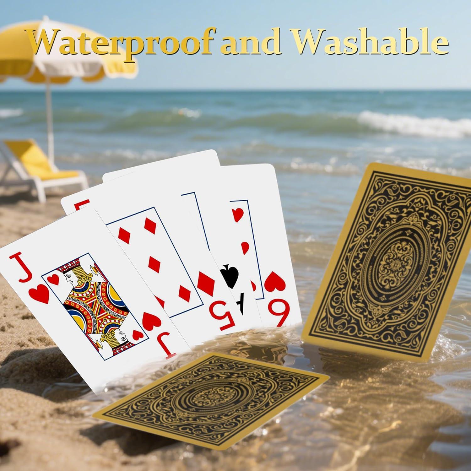 Barajas de Jugar Etyishe Premium Impermeables 4 Piezas Oro