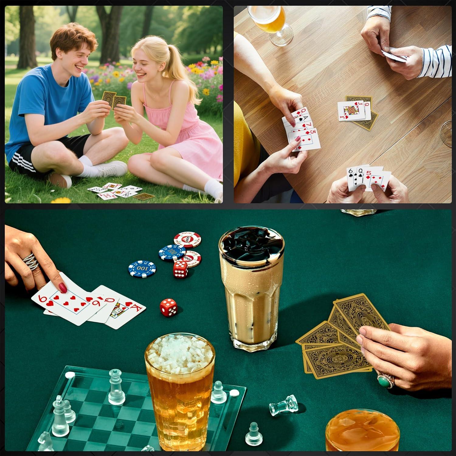 Barajas de Jugar Etyishe Premium Impermeables 4 Piezas Oro