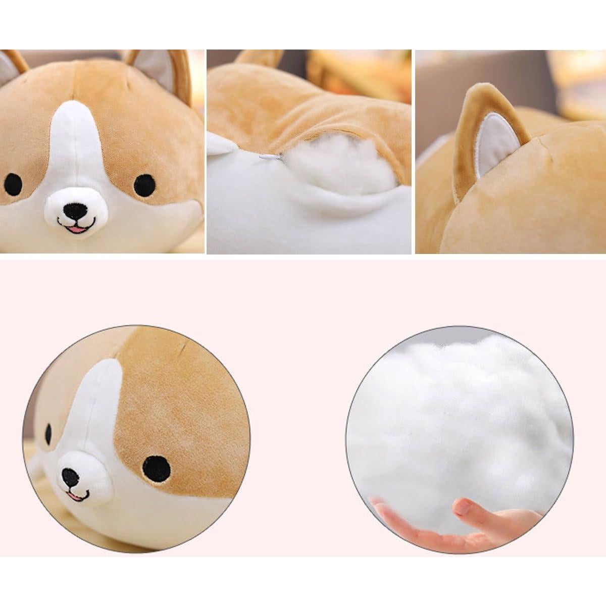 Almohada de Peluche Corgi Levenkeness 30 cm Marrón Suave