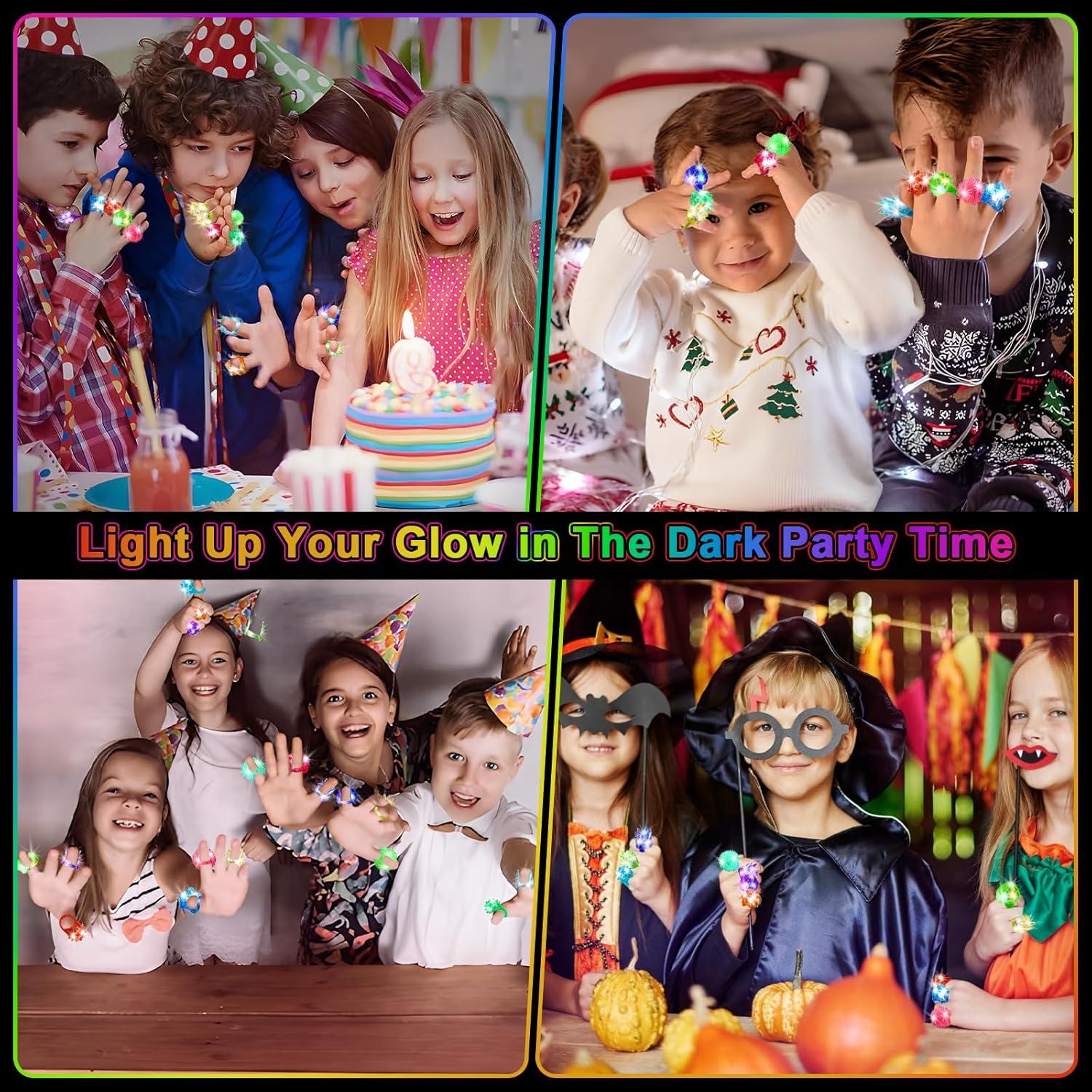 Anillos LED Brillantes para Fiesta OLUPP - 150 Pcs - 6 Estilos