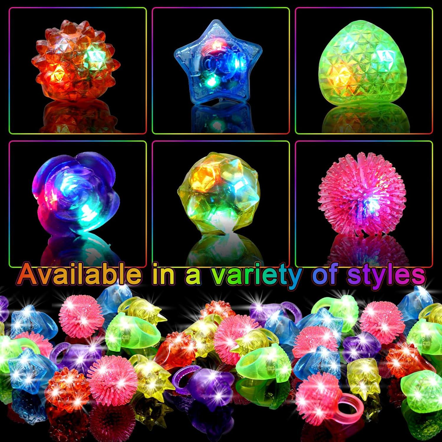 Anillos LED Brillantes para Fiesta OLUPP - 150 Pcs - 6 Estilos