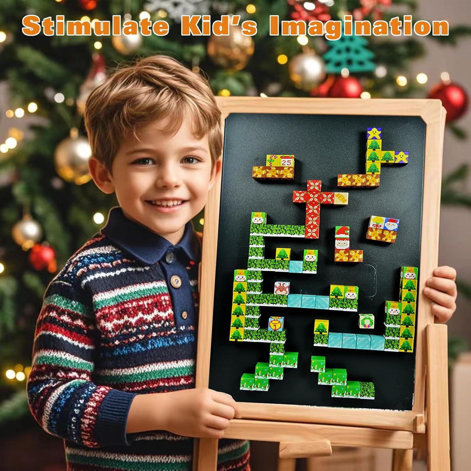 Bloques Magnéticos de Construcción TUOLAJI 100pcs 2.03cm Navidad