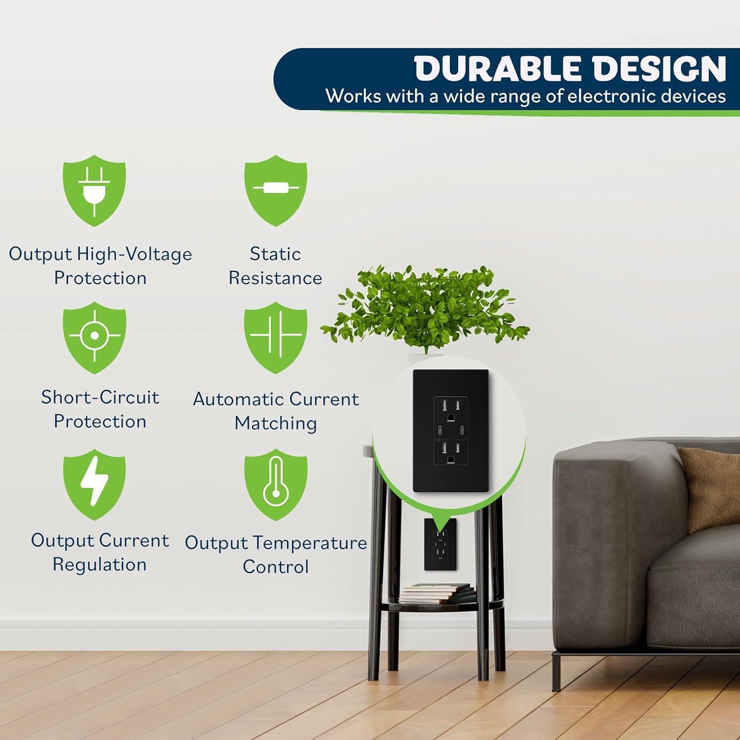 Enchufe USB Doble TOPGREENER 3.6A 15A Negro - 2 Piezas