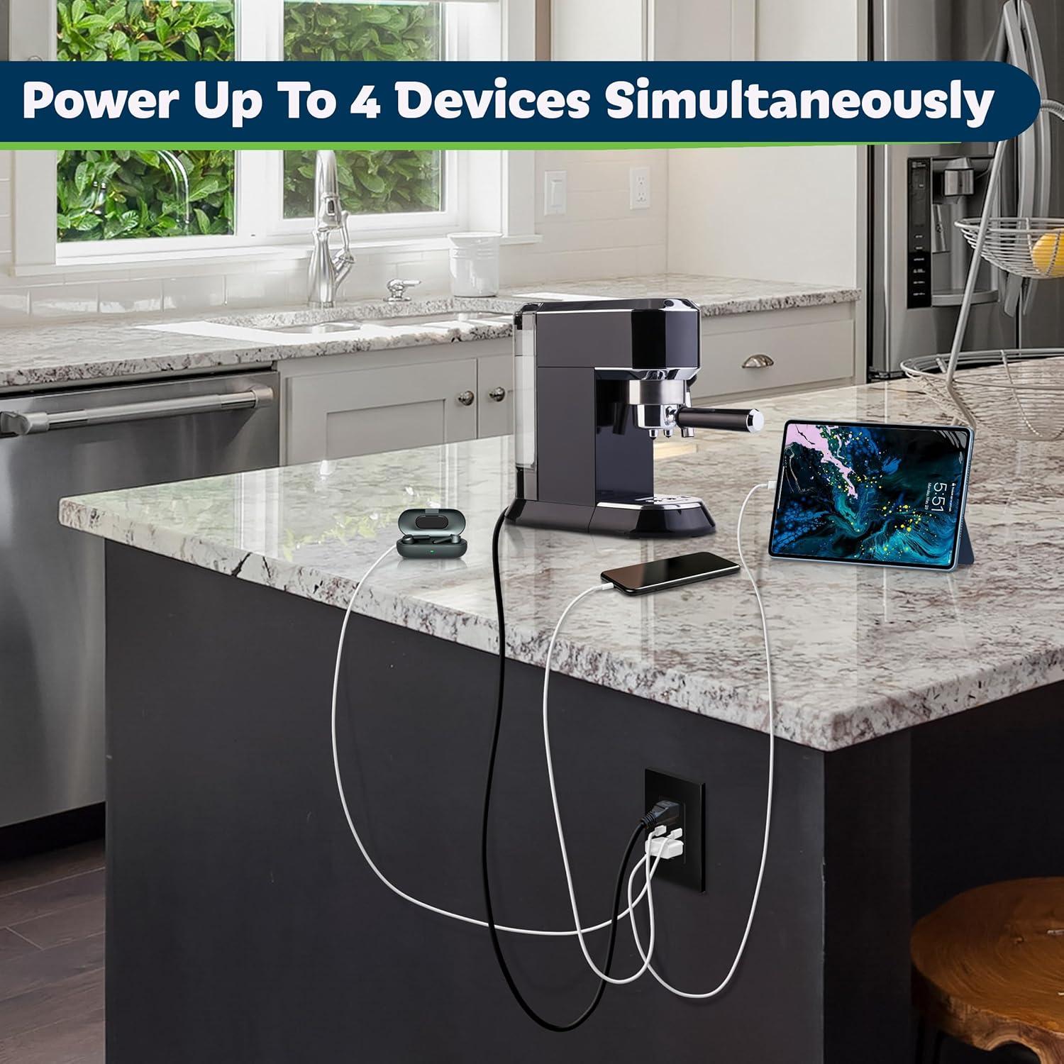 Enchufe USB Doble TOPGREENER 3.6A 15A Negro - 2 Piezas