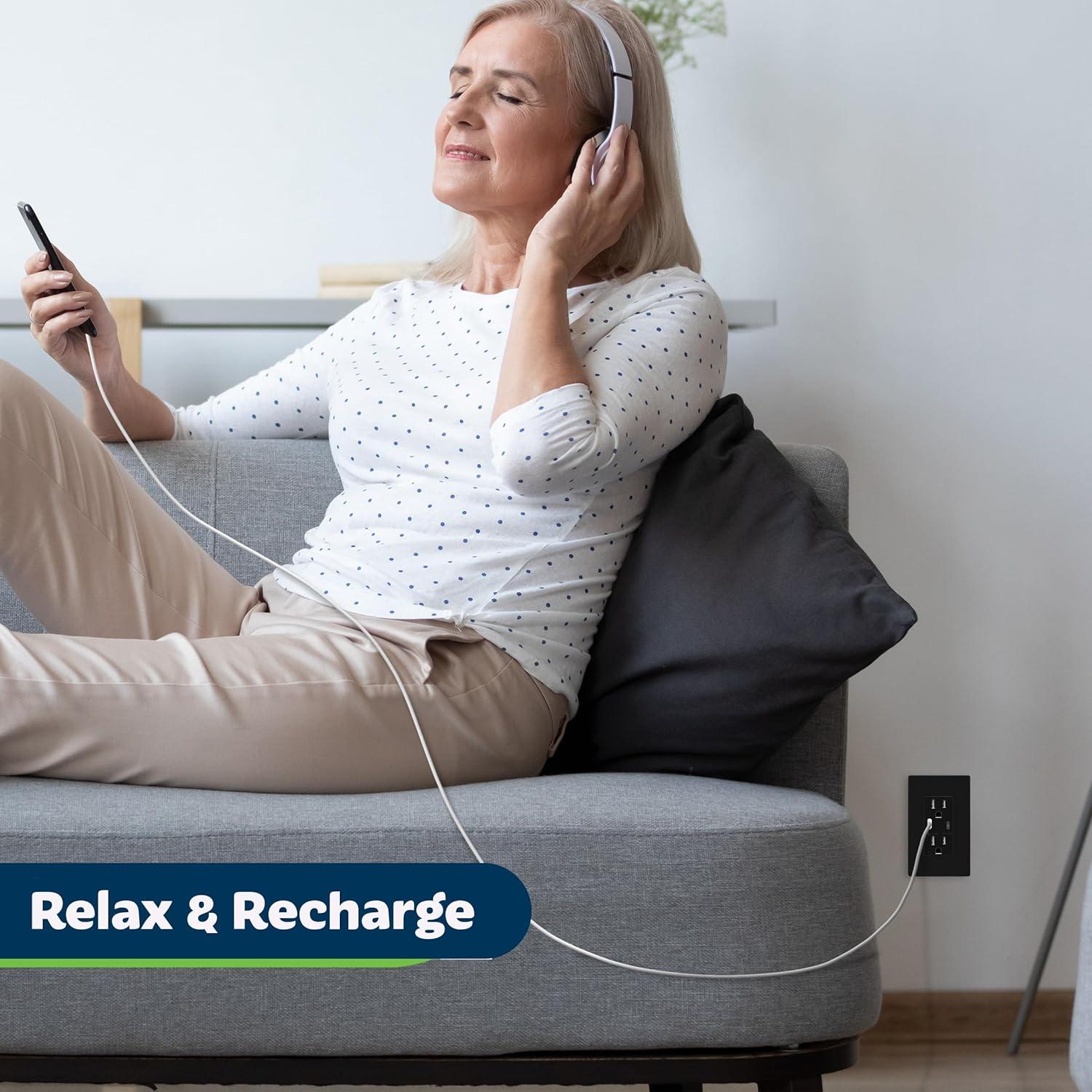 Enchufe USB Doble TOPGREENER 3.6A 15A Negro - 2 Piezas