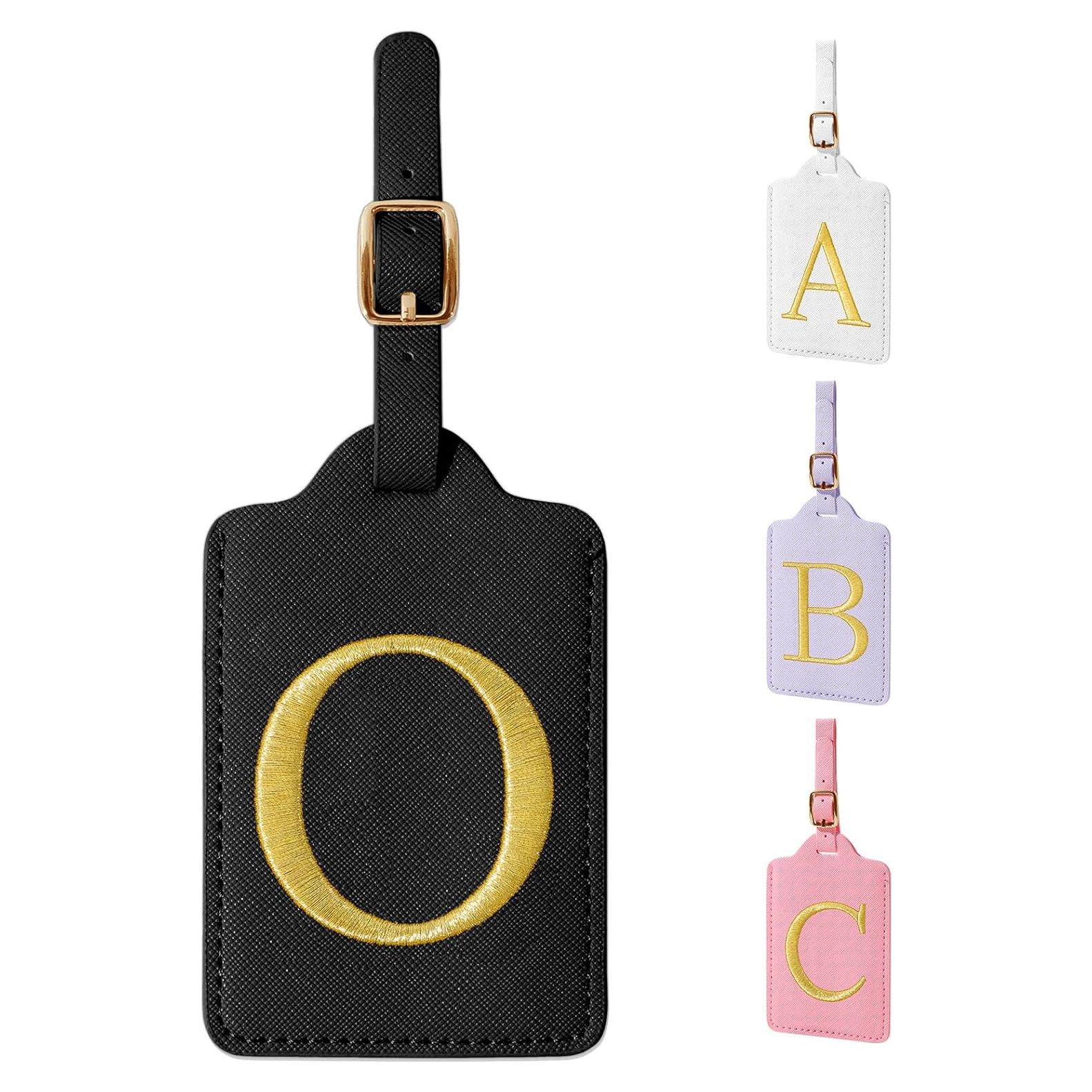 Etiqueta de Equipaje Personalizada Izuzta Cuero Negro con Iniciales