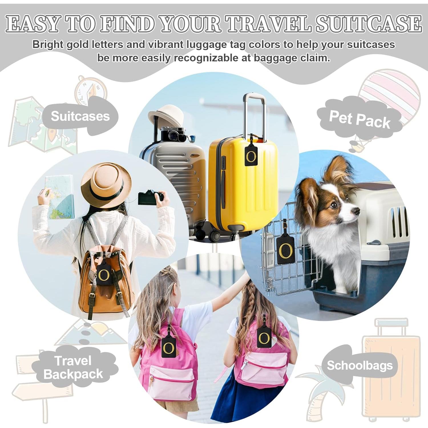 Etiqueta de Equipaje Personalizada Izuzta Cuero Negro con Iniciales