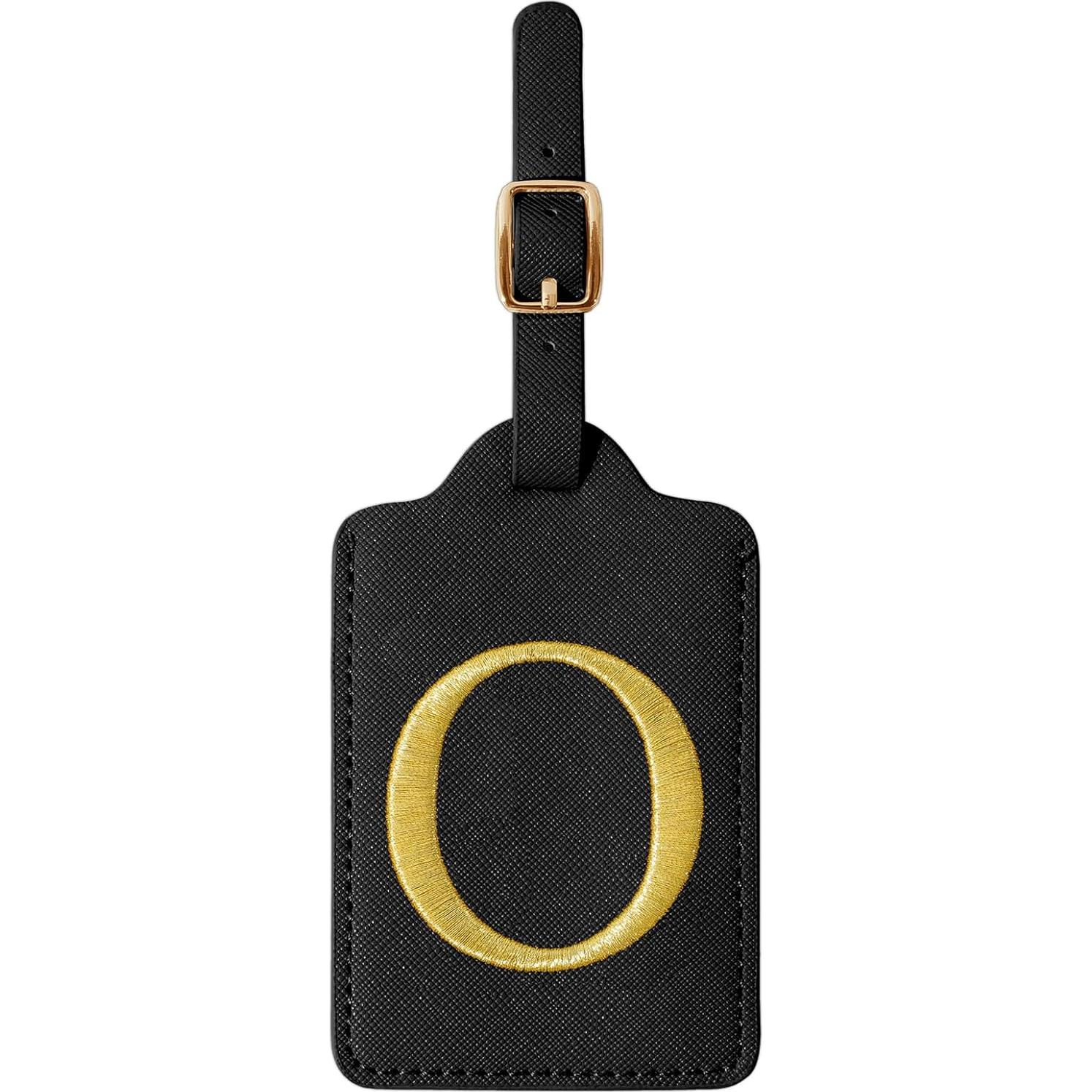 Etiqueta de Equipaje Personalizada Izuzta Cuero Negro con Iniciales