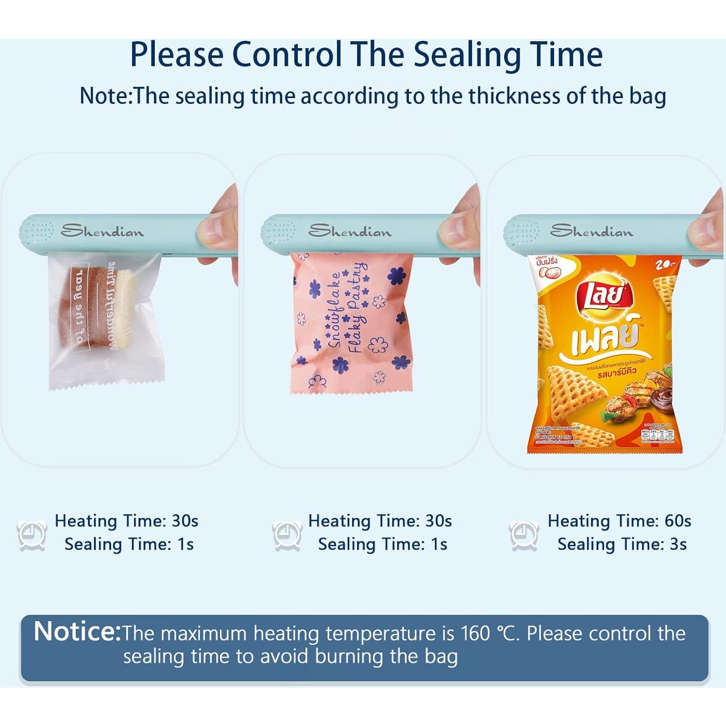 Sellador de Bolsas Portátil Shendian Negro 20W 136g