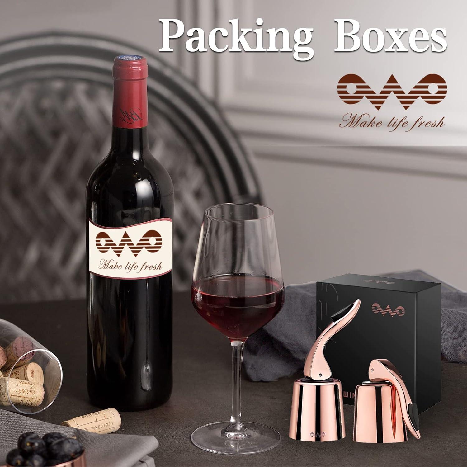 Tapón de Botella de Vino OWO de Acero Inoxidable Rosa Oro 2 Pzas