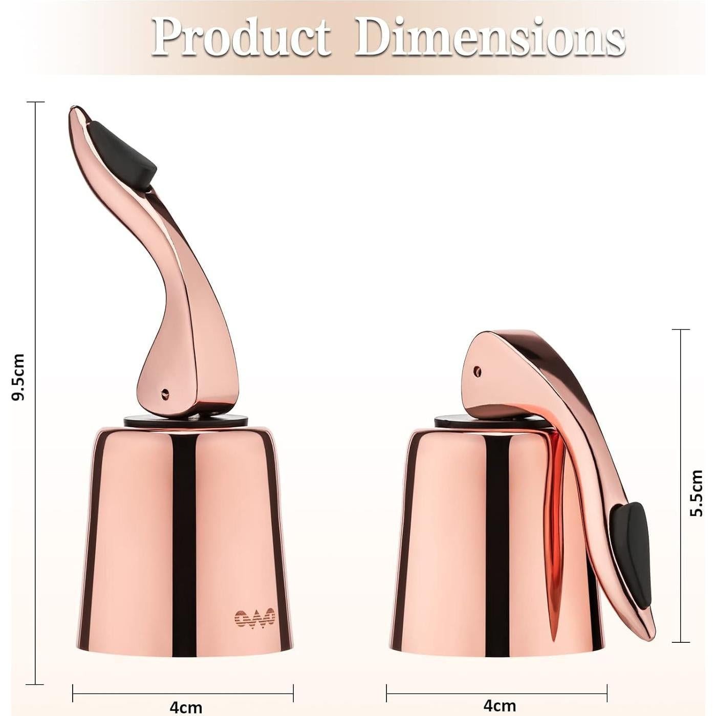 Tapón de Botella de Vino OWO de Acero Inoxidable Rosa Oro 2 Pzas