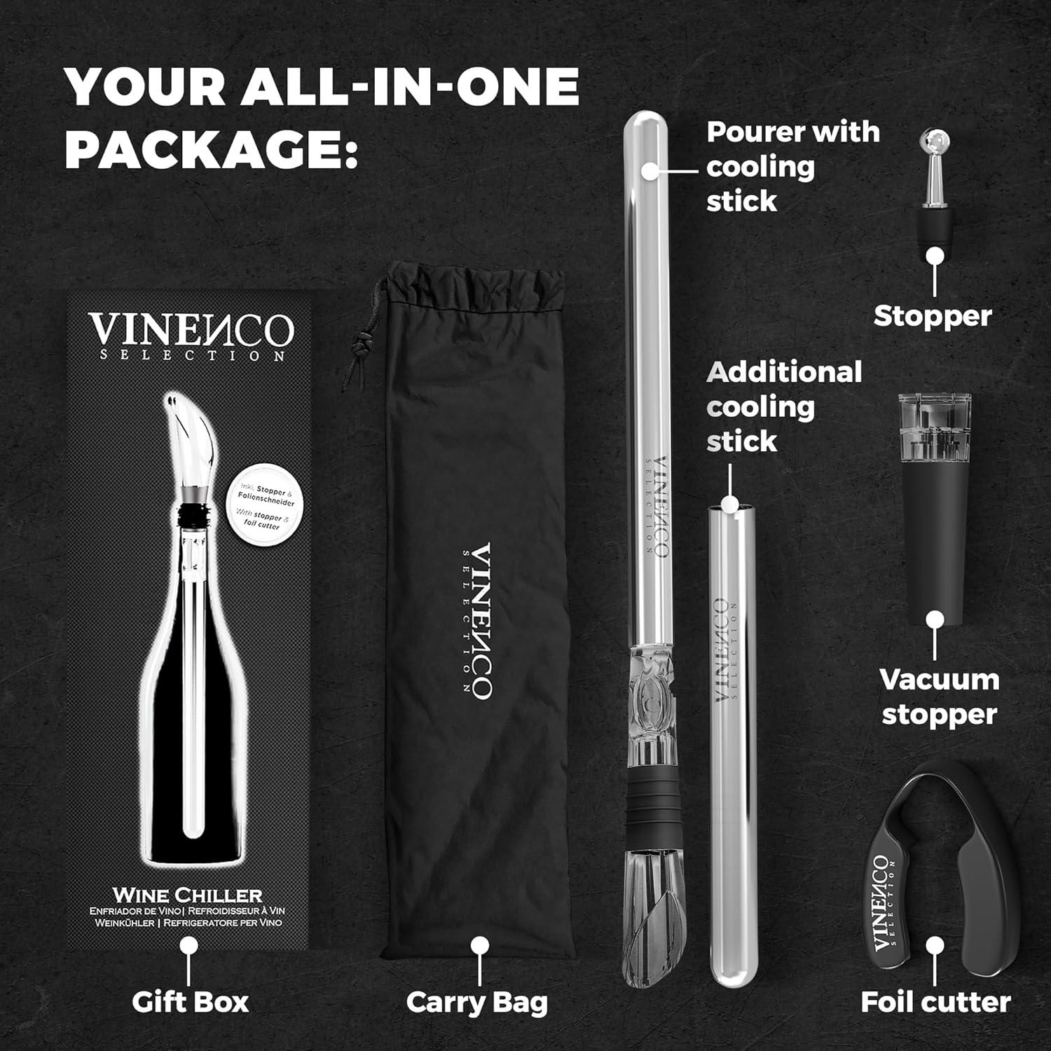 Juego Enfriador de Vino Vinenco 7 en 1 con Accesorios
