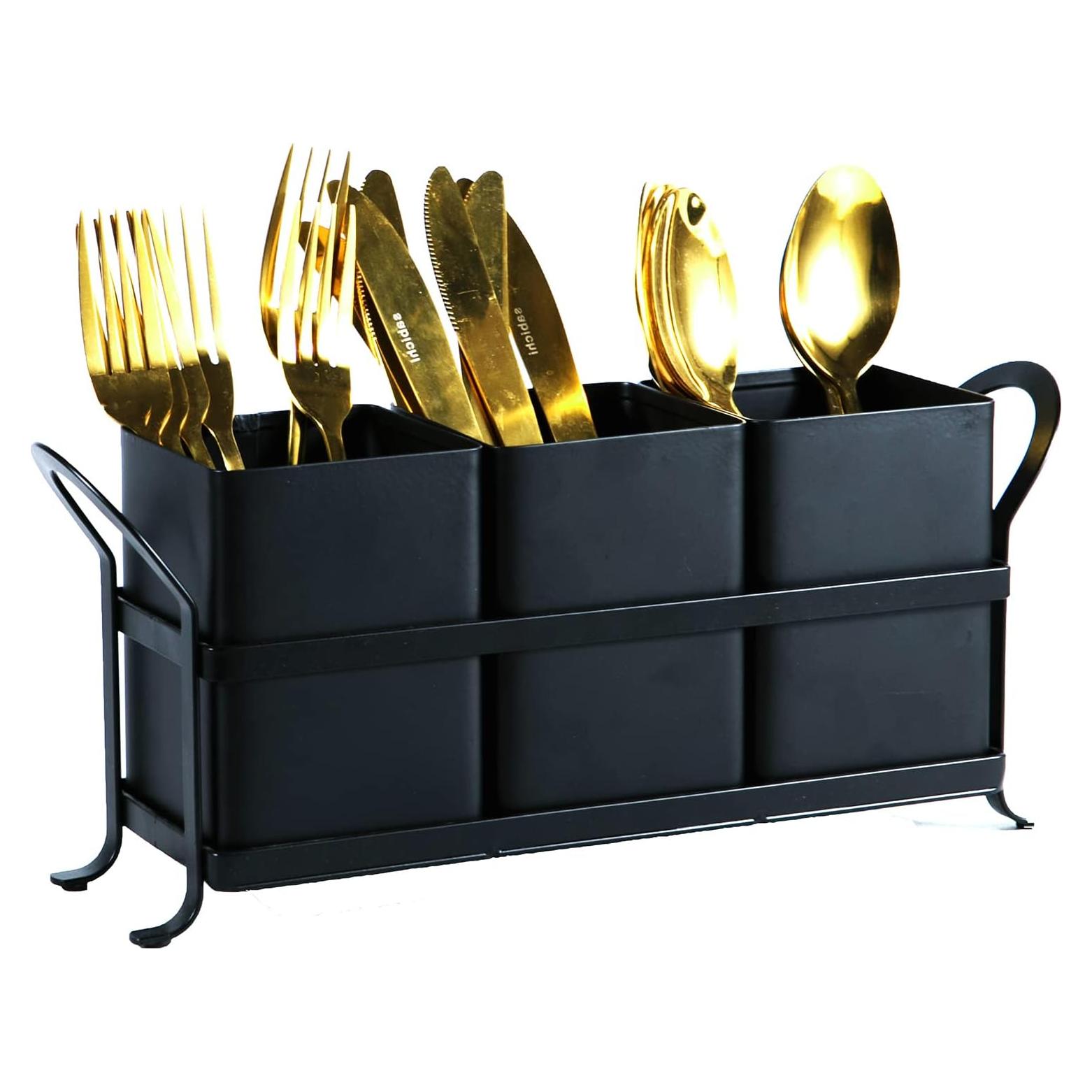 Organizador de Cubertería NelyBet Negro 3 Compartimentos 33.5x14.2cm