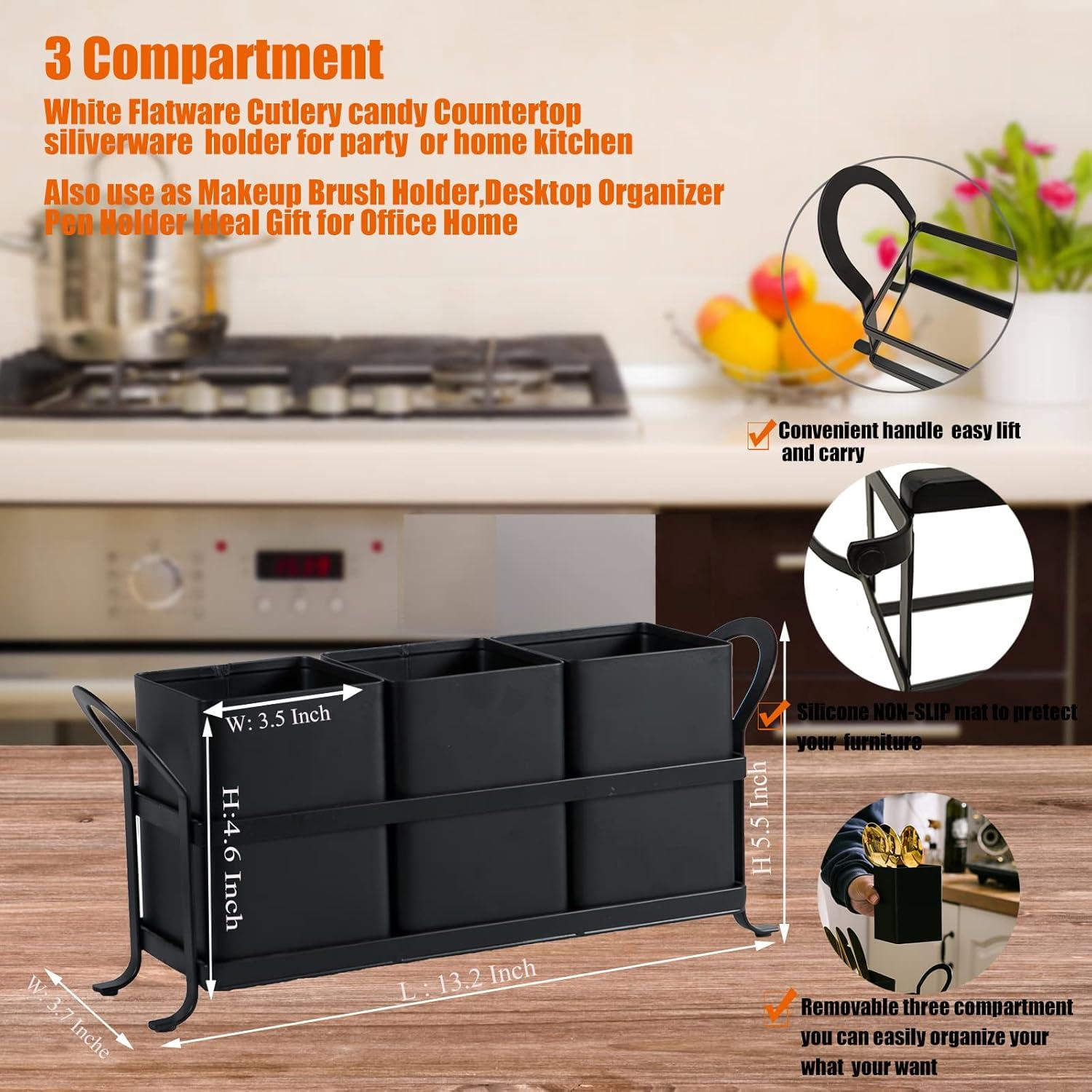 Organizador de Cubertería NelyBet Negro 3 Compartimentos 33.5x14.2cm