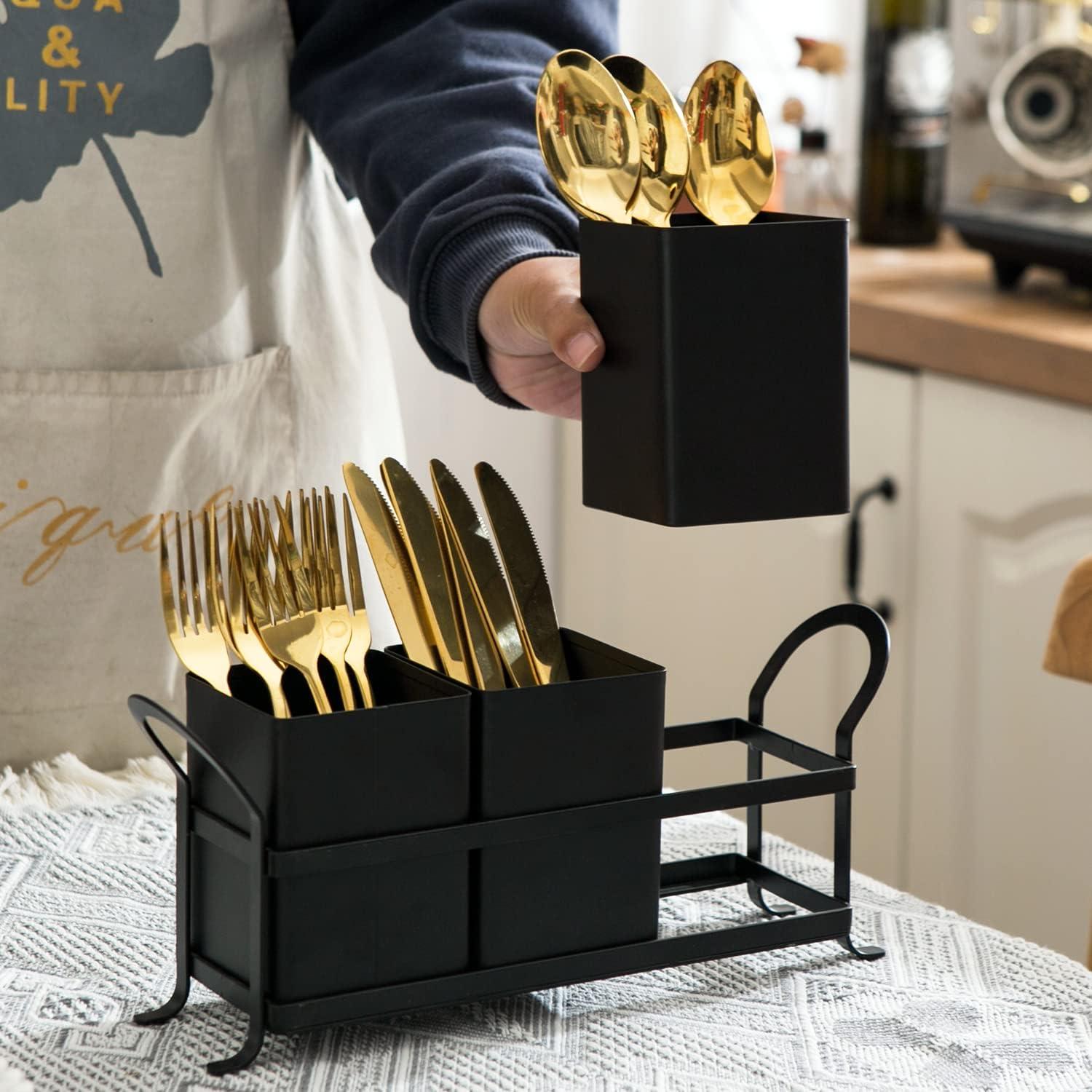 Organizador de Cubertería NelyBet Negro 3 Compartimentos 33.5x14.2cm