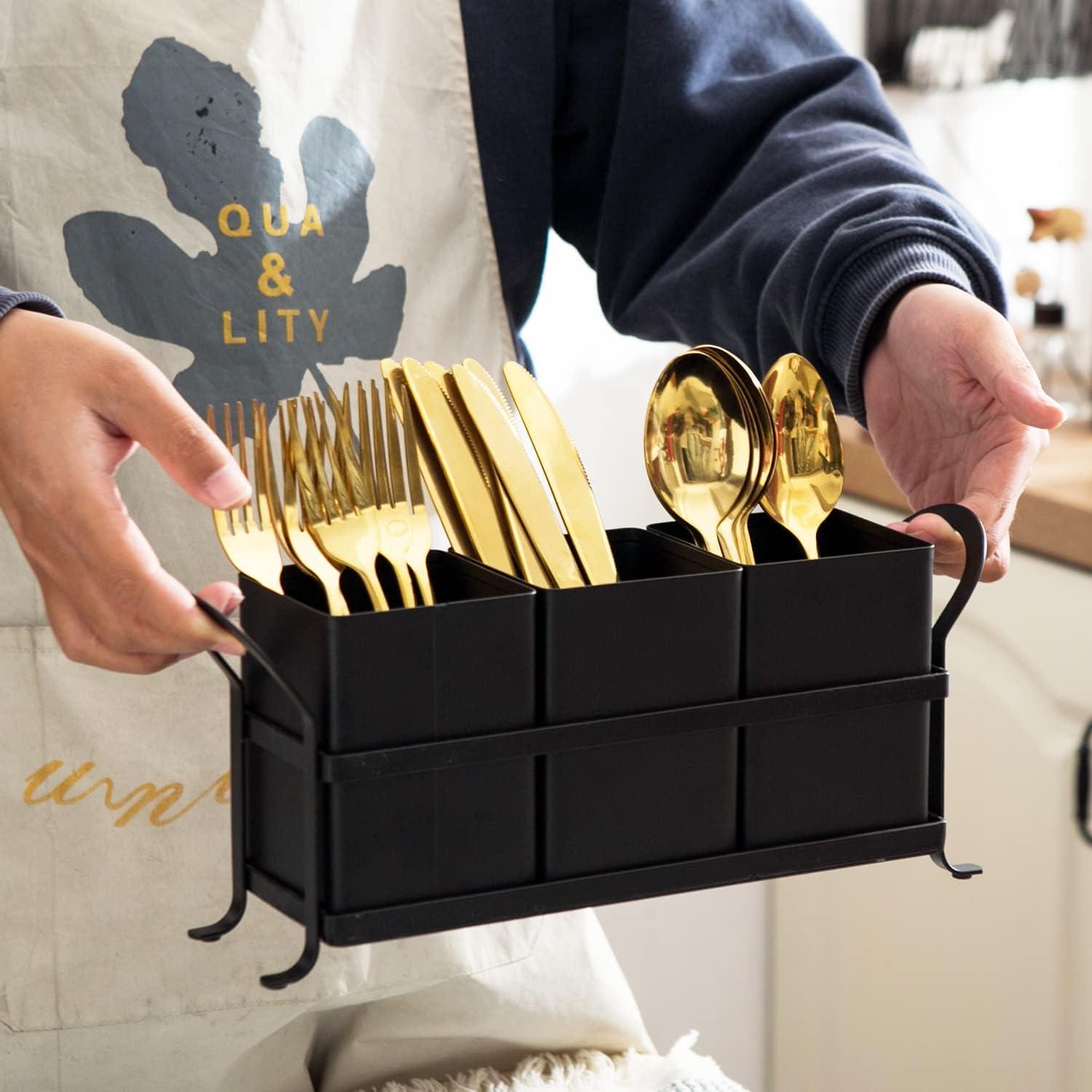Organizador de Cubertería NelyBet Negro 3 Compartimentos 33.5x14.2cm