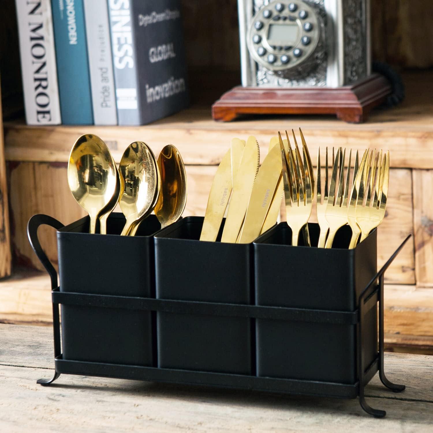 Organizador de Cubertería NelyBet Negro 3 Compartimentos 33.5x14.2cm