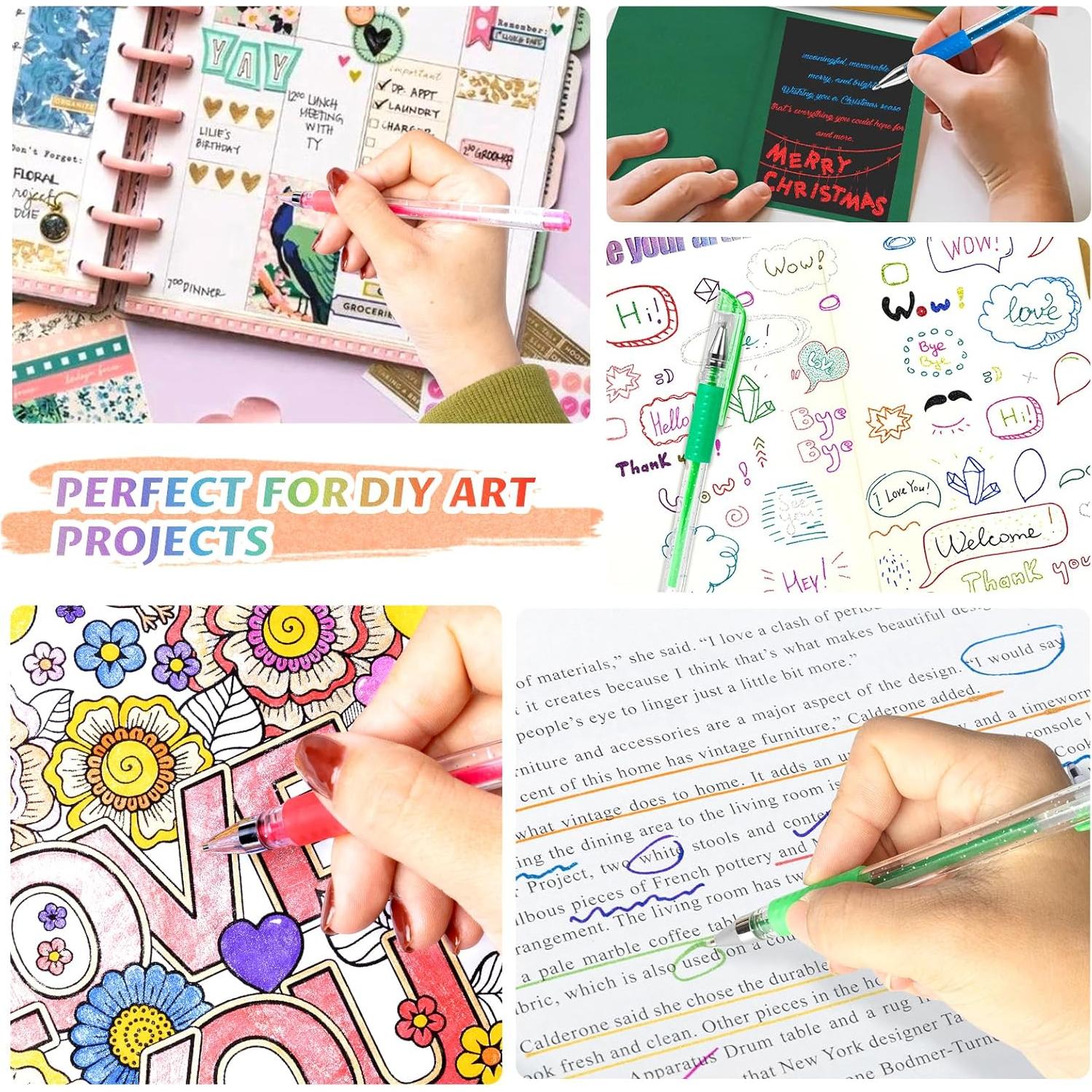 Set de 100 Bolígrafos de Gel Brillantes Aen Art con Estuche