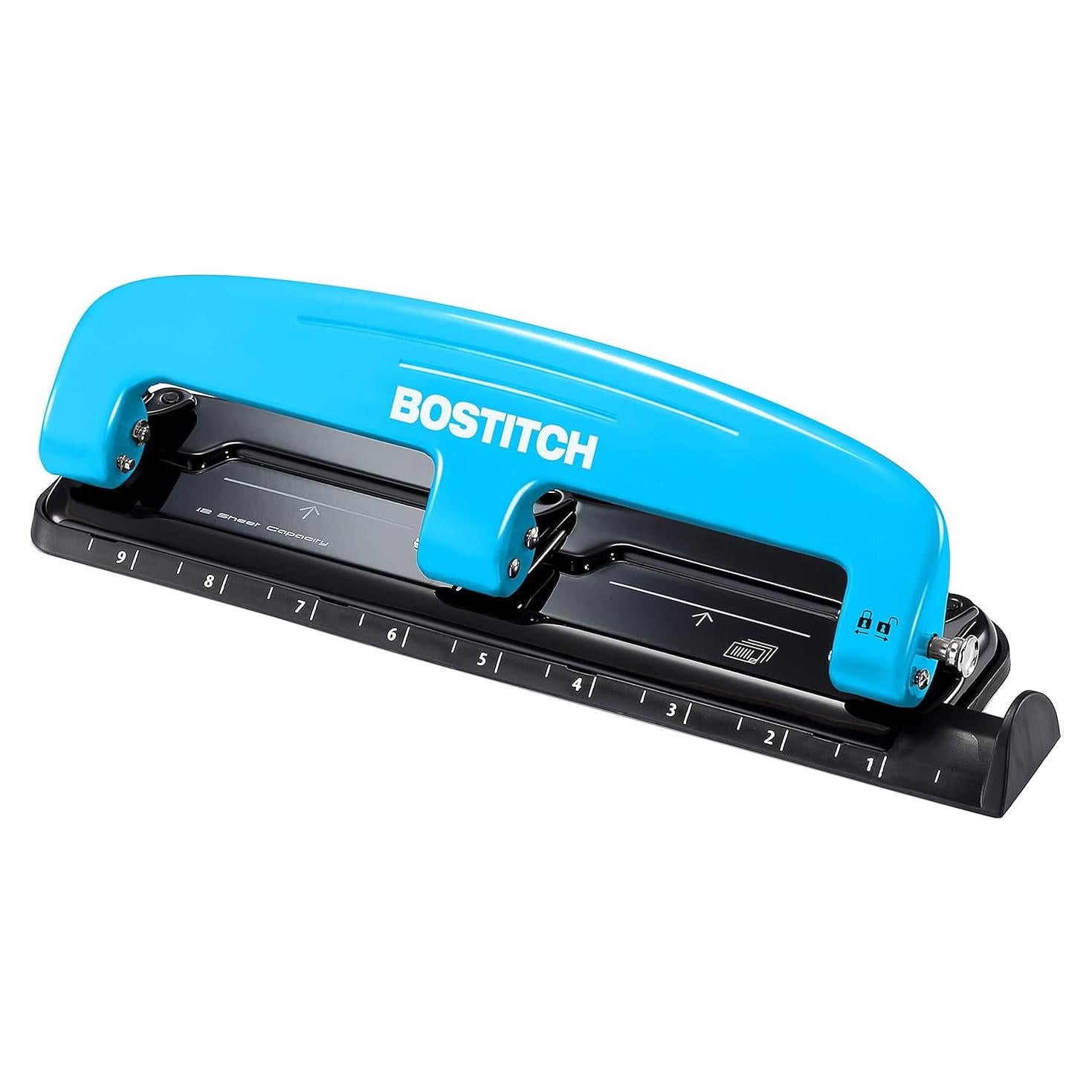 Perforadora Bostitch Office EZ Squeeze 12 Hojas Azul