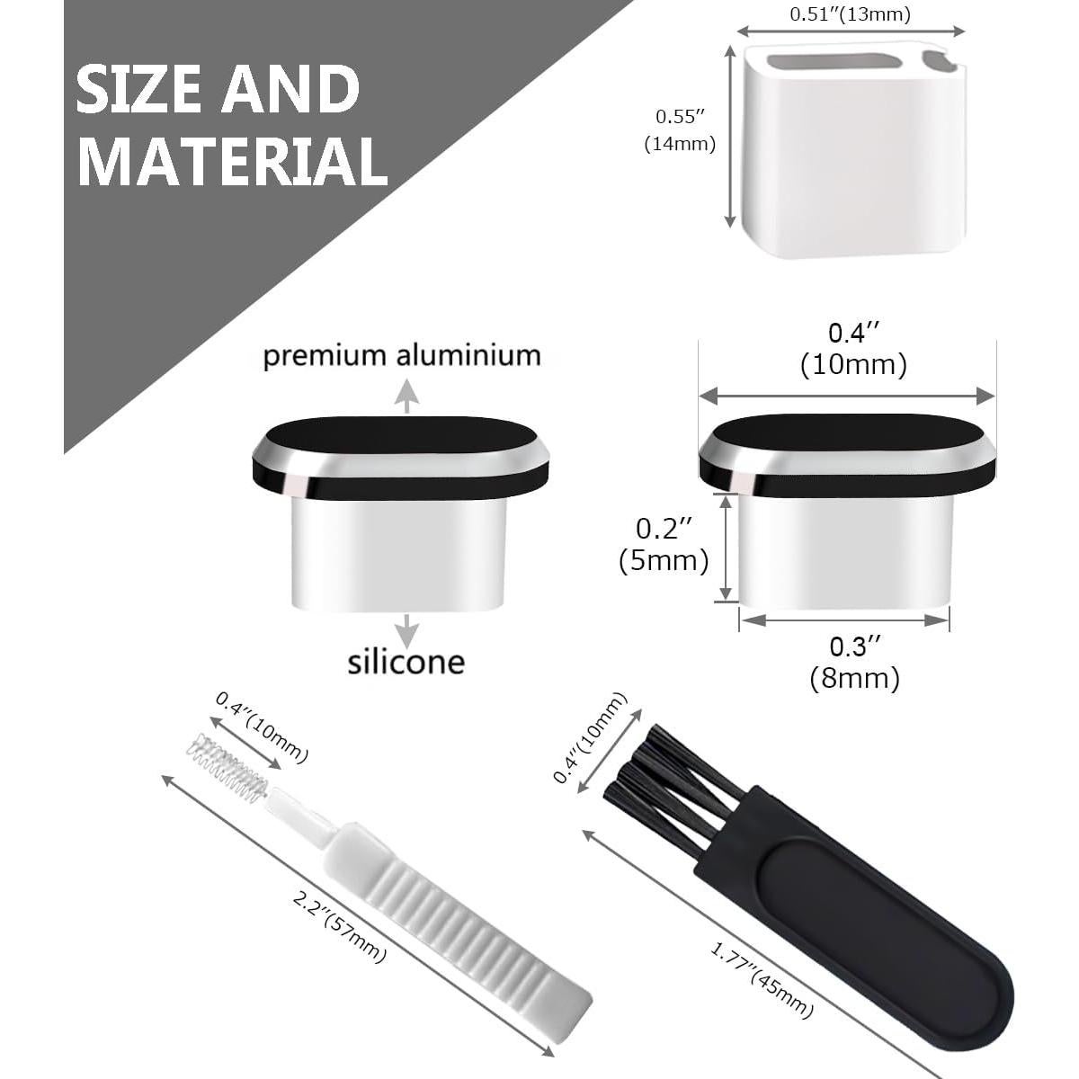 Tapones Anti Polvo USB-C ANIUVOT 5 Piezas con Cepillo de Limpieza