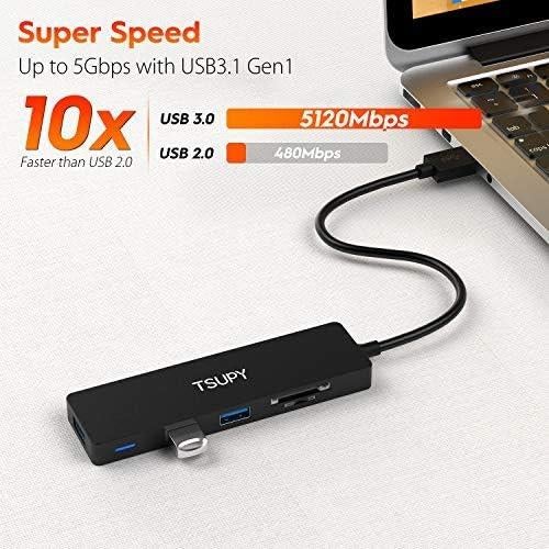 Hub USB 3.0 TSUPY 5 en 1 con Lector de Tarjetas SD y TF