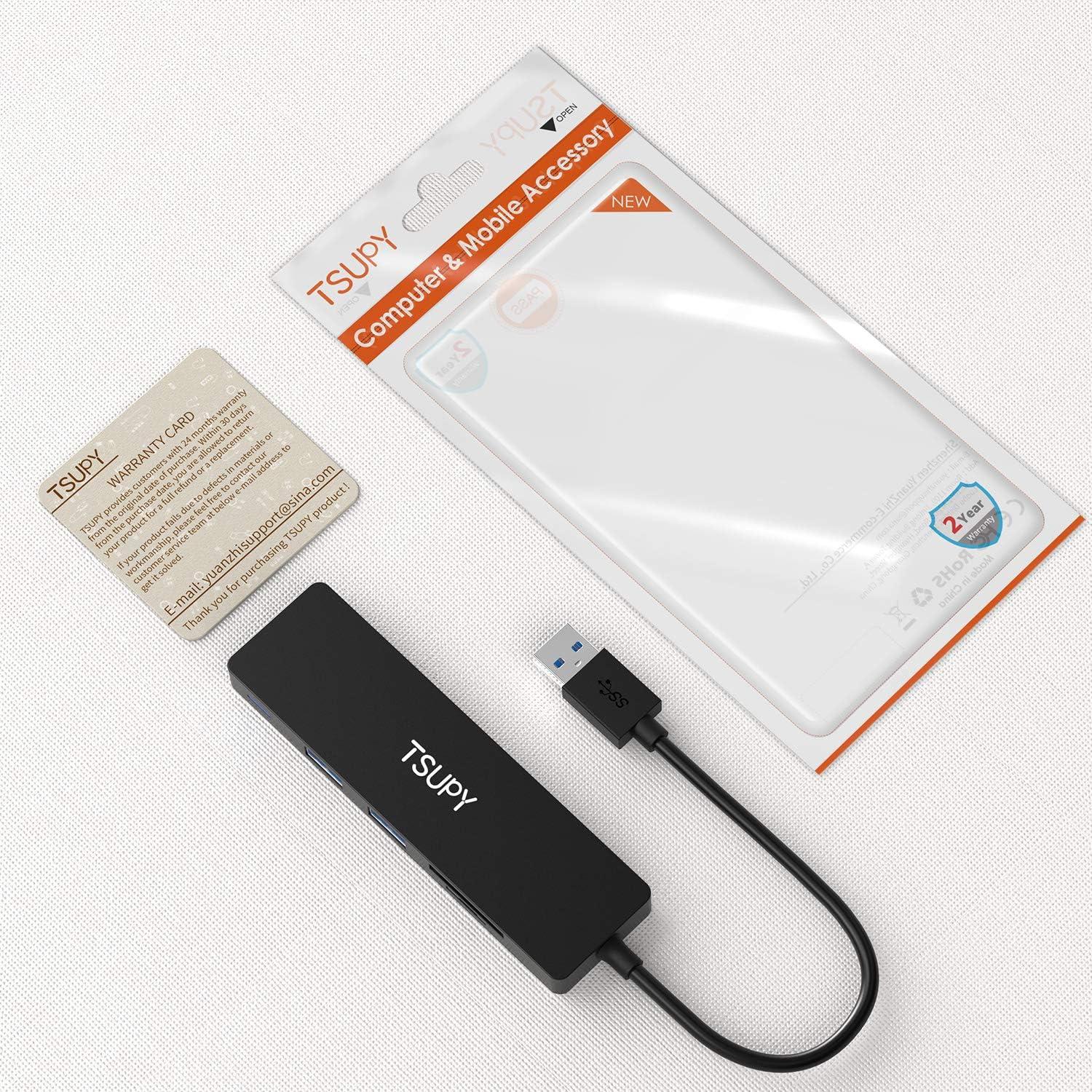 Hub USB 3.0 TSUPY 5 en 1 con Lector de Tarjetas SD y TF