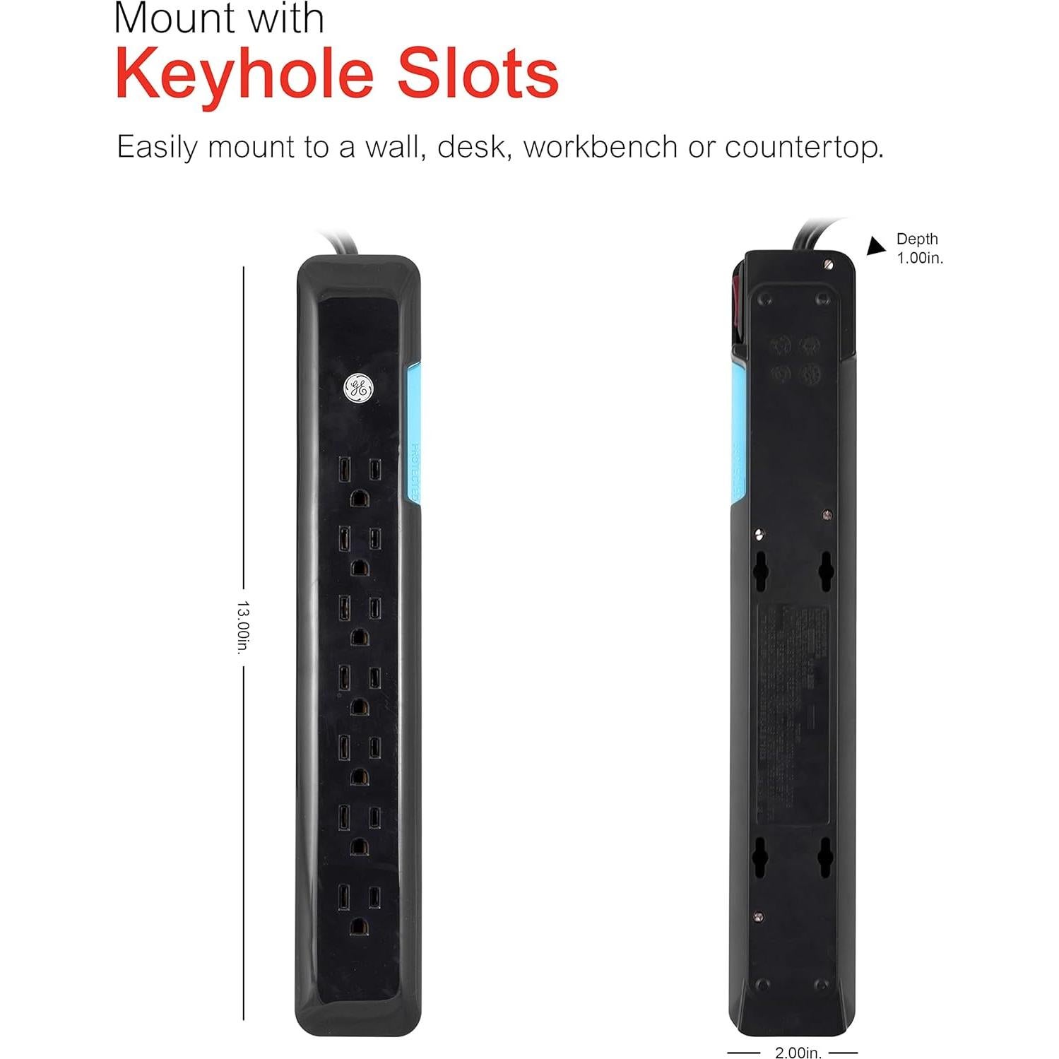 Protector contra Sobretensiones GE 7 Salidas 1080 Julios Negro