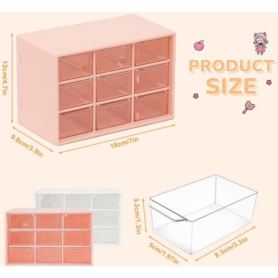 Organizador de Escritorio Rosa HMIEPRS con 9 Cajones Removibles