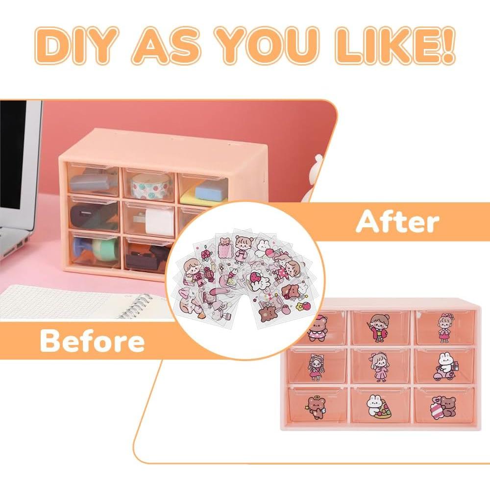 Organizador de Escritorio Rosa HMIEPRS con 9 Cajones Removibles