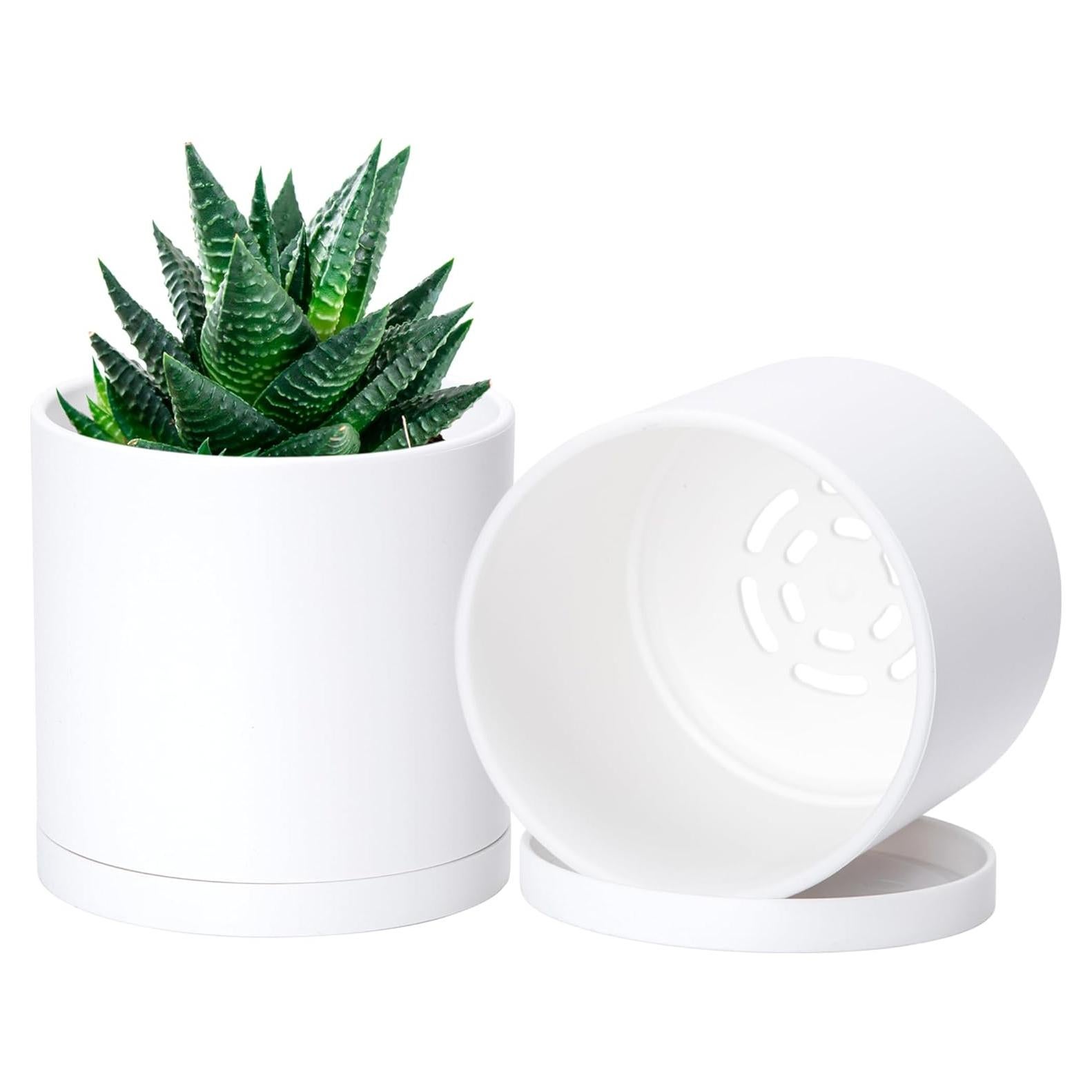 Juego de 2 Macetas Modernas D'vine Dev 10 cm Blancas