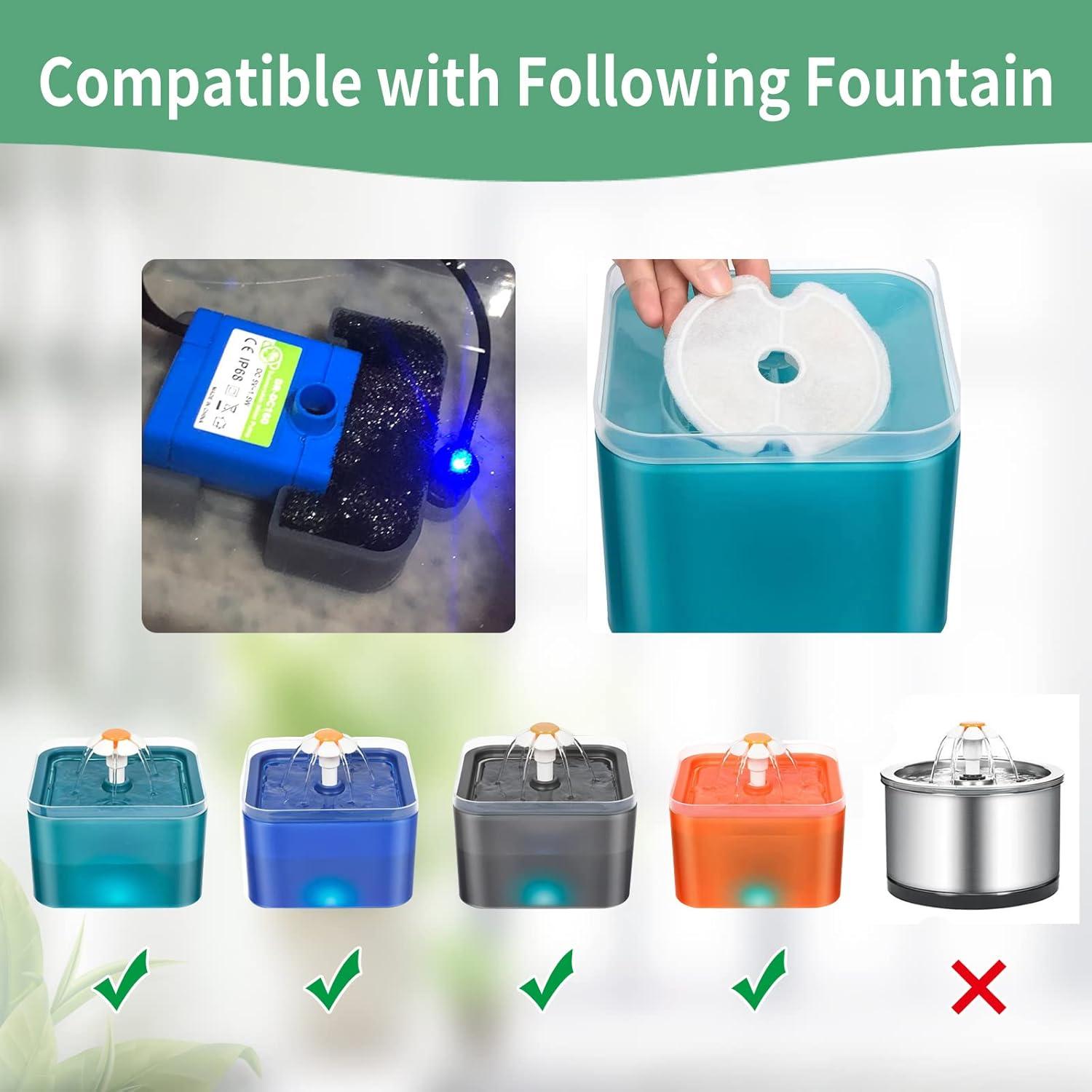 Paquete de 4 Filtros y 4 Esponjas para Fuente de Agua Gatos